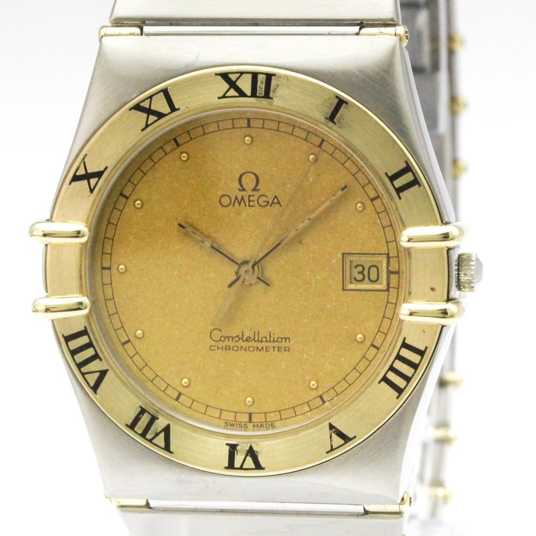 OMEGA Constellation 18K Gold Steel Quartz Mens Watch 398.0866 Polished: --- Catalog ---Category: SizeCase Diameter: 33mm / 1.3''Category: DesignType: WristwatchStyle: Dress/FormalGender: MenColor (Dial): GoldMaterial (Band): Stainless steel, Yellow gold (18K)Material (Cas
