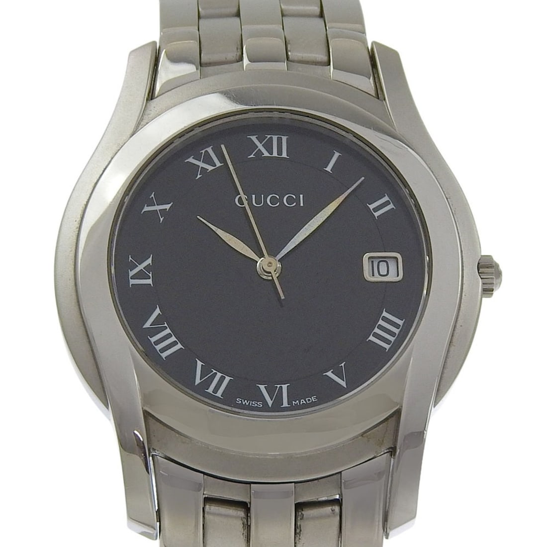 Gucci 5500M Stainless Steel Black Quartz Analog Watch with Dial for Women: --- Catalog ---Category: SizeWrist Size: 17cm / 6.69''Case Diameter: 35mm / 1.38''Category: DesignType: WristwatchGender: WomenColor (Dial): BlackMaterial (Band): Stainless steelMaterial (Case): Stain