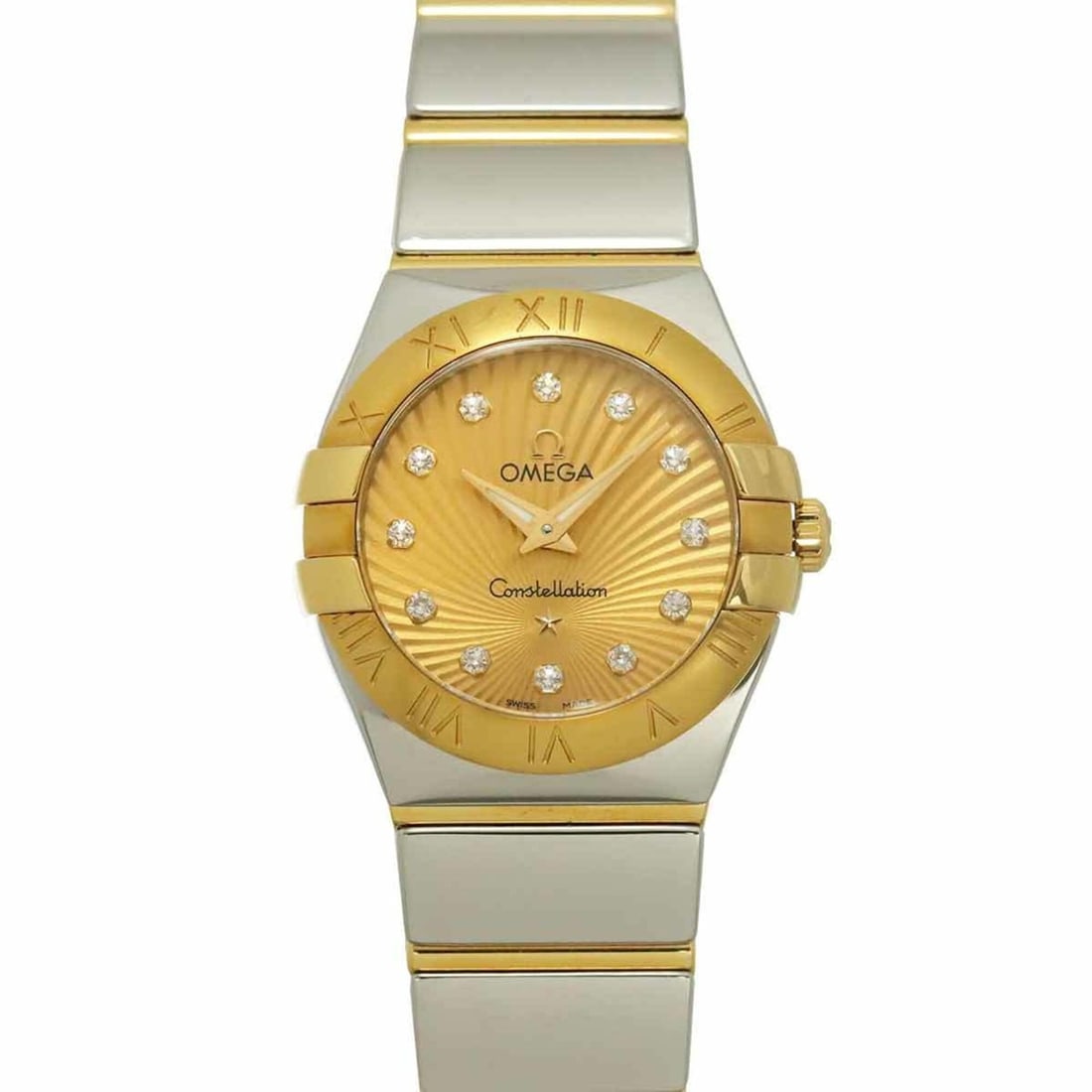 Omega Constellation Brushed Two-Tone 123 20 24 60 58 002 Ladies' Watch Gold 18KYG Yellow Quartz: --- Catalog ---Category: SizeWrist Size: 14.5cm / 5.7''Case Diameter: 24mm / 0.94''Category: DesignType: WristwatchGender: WomenColor (Dial): GoldMaterial (Band): Stainless steel, Yellow gold (18K)Mat