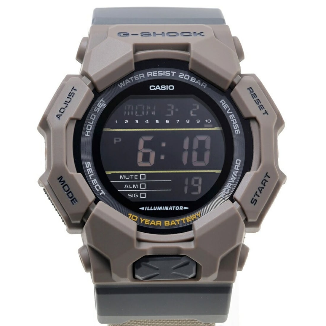 Casio G-SHOCK GD-010 series GD-010CE-5JF Quartz Wristwatch B-160234: --- Catalog ---Category: SizeWrist Size: 15cm - 21.5cm / 5.9'' - 8.46''Case Diameter: 51.9mm / 2.04''Category: DesignType: WristwatchGender: MenColor (Dial): BlackMaterial (Case): CarbonCategory: Gene