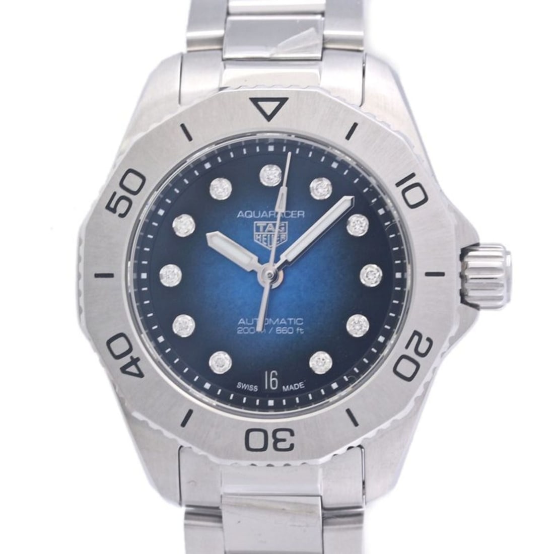 TAG Heuer Aquaracer 11P Diamond WBP2411.BA0622 Women's Watch Stainless Steel 40319: --- Catalog ---Category: SizeWrist Size: 19.5cm / 7.67''Case Diameter: 30mm / 1.18''Category: DesignType: WristwatchGender: WomenColor (Dial): Blue gradientMaterial (Band): Stainless steelMaterial (Ca