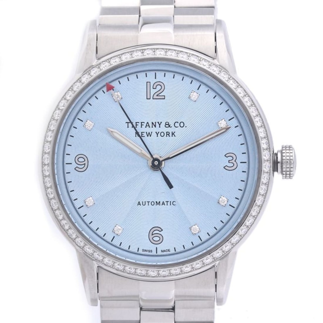 TIFFANY&Co. Tiffany CT60 Bezel Diamond 8P 37725978 Women's Watch Stainless Steel 40306: --- Catalog ---Category: SizeWrist Size: 19.5cm / 7.67''Case Diameter: 34mm / 1.34''Category: DesignType: WristwatchGender: WomenColor (Dial): BlueMaterial (Band): Stainless steelMaterial (Case): Stai