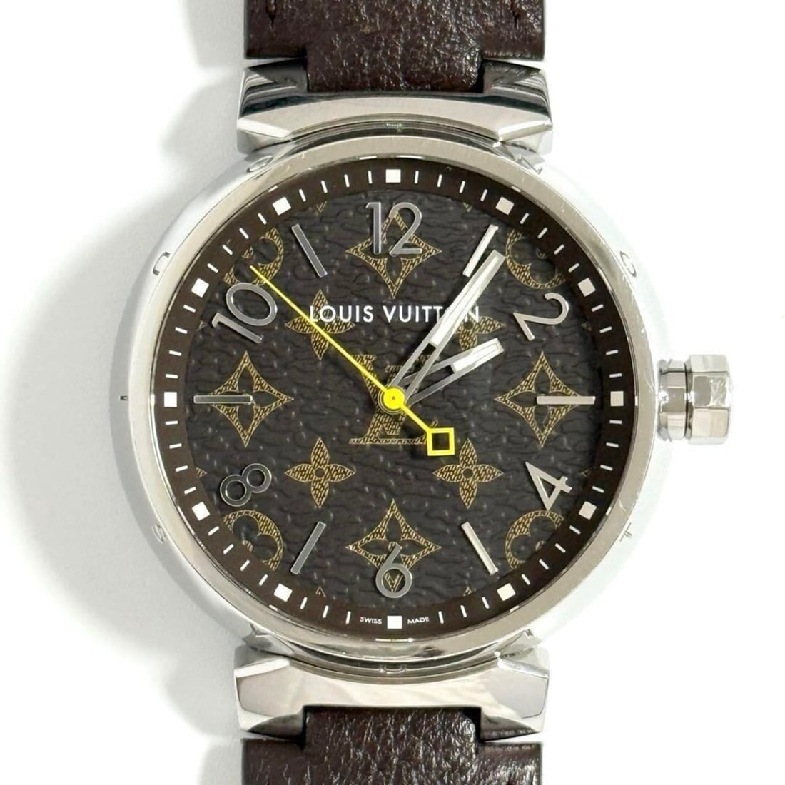 Louis Vuitton Men's Tambour Monogram Watch 39mm: --- Catalog ---Category: SizeWrist Size: 16cm - 19cm / 6.29'' - 7.48''Case Diameter: 39mm / 1.54''Category: DesignType: WristwatchGender: MenMaterial (Band): Stainless steelMaterial (Case): Stainless 