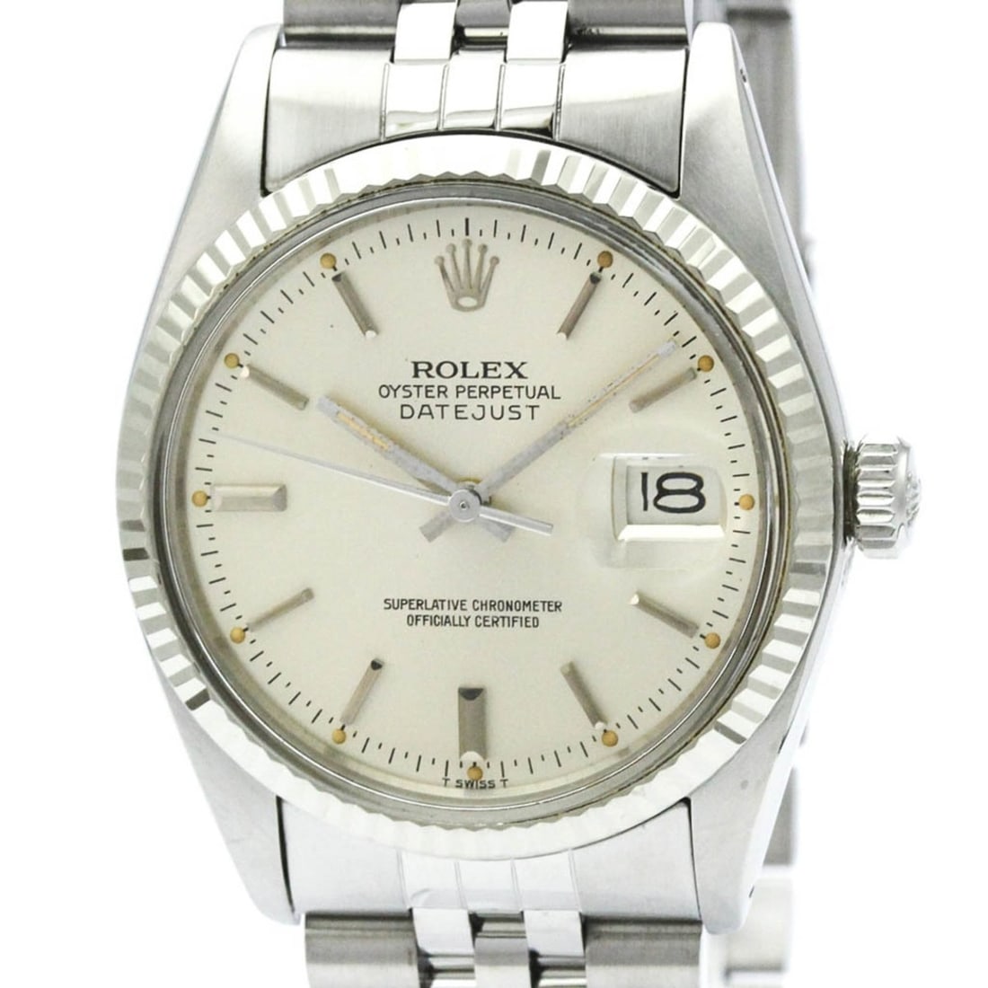 ROLEX Datejust 18K White Gold Steel Automatic Mens Watch 16014 Polished: --- Catalog ---Category: SizeCase Diameter: 36mm / 1.42''Category: DesignType: WristwatchStyle: Dress/FormalGender: MenColor (Dial): SilverMaterial (Band): Stainless steelMaterial (Case): Stainless st