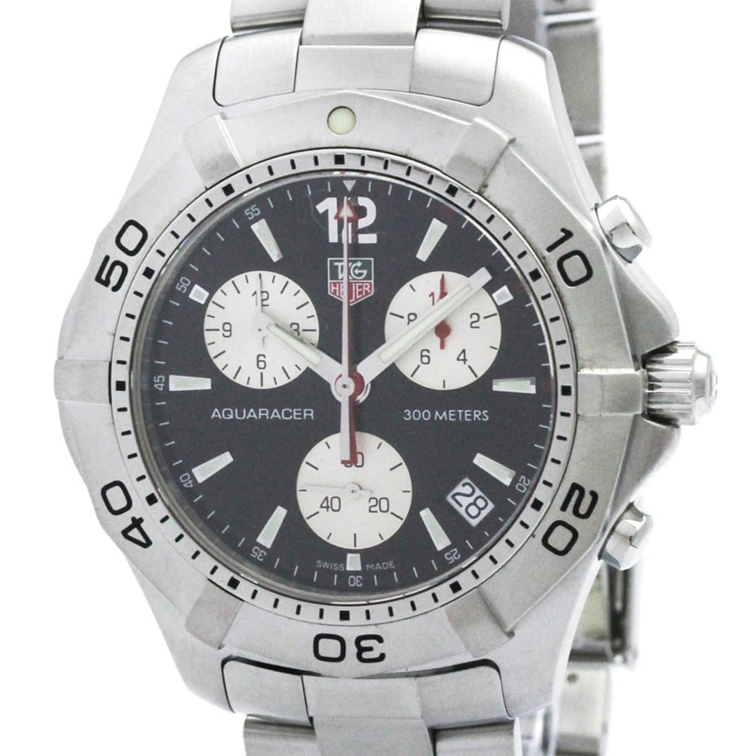 TAG HEUER Aquaracer Chronograph Quartz Mens Watch CAF1110 Polished: --- Catalog ---Category: SizeCase Diameter: 41mm / 1.61''Category: DesignType: WristwatchStyle: SportGender: MenColor (Dial): BlackMaterial (Band): Stainless steelMaterial (Case): Stainless steelCateg