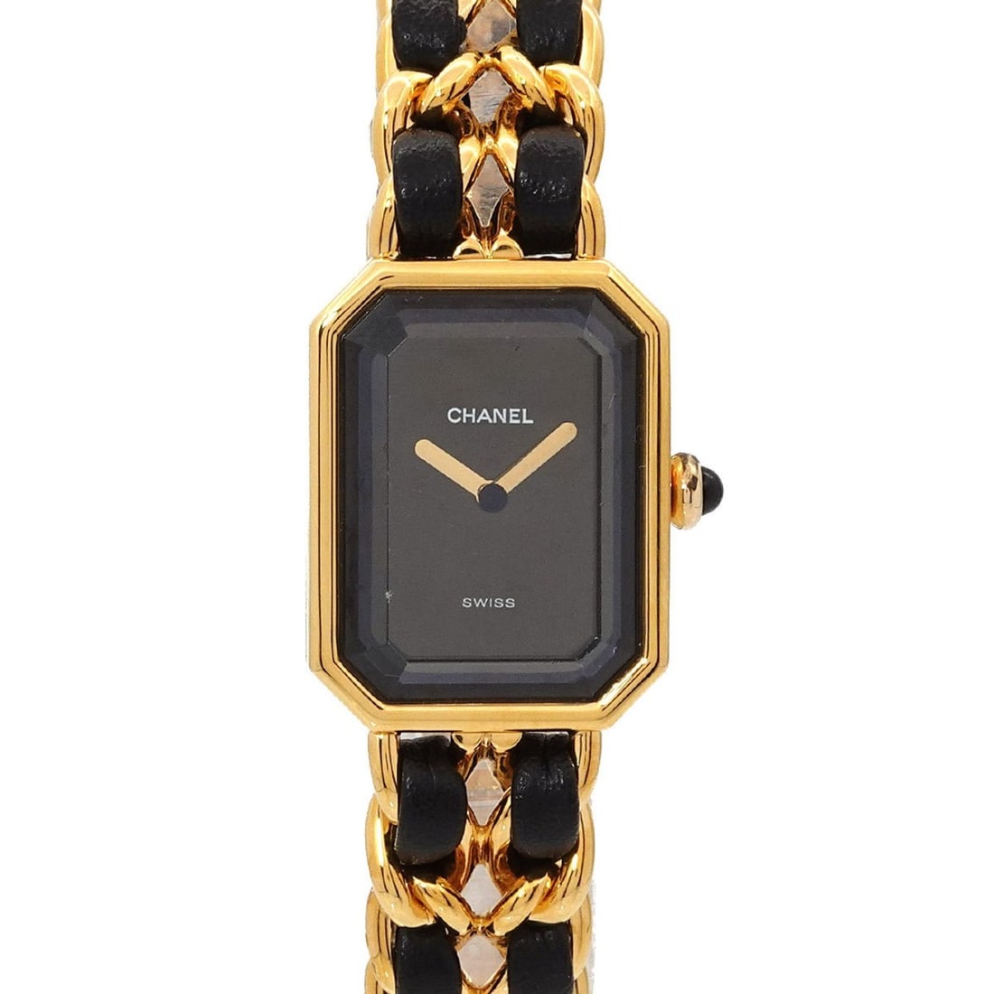 Chanel Premiere XL size H0001 Women's Watch Black Gold Quartz: --- Catalog ---Category: SizeWrist Size: 17cm / 6.69''Case Diameter: 20mm / 0.79''Category: DesignType: WristwatchGender: WomenColor (Dial): BlackMaterial (Band): Gold plated, Leather, Stainless steel