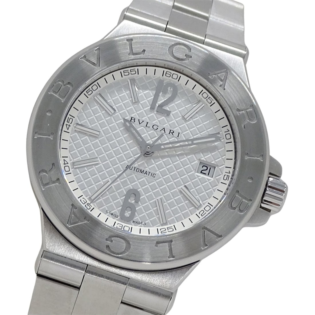 Bulgari BVLGARI Men's Watch, Diagono Date, Automatic, Stainless Steel (SS), DG40S, Silver, Polished: --- Catalog ---Category: SizeWrist Size: 20cm / 7.87''Case Diameter: 40mm / 1.57''Category: DesignType: WristwatchGender: MenColor (Dial): SilverMaterial (Band): Stainless steelMaterial (Case): Stainl