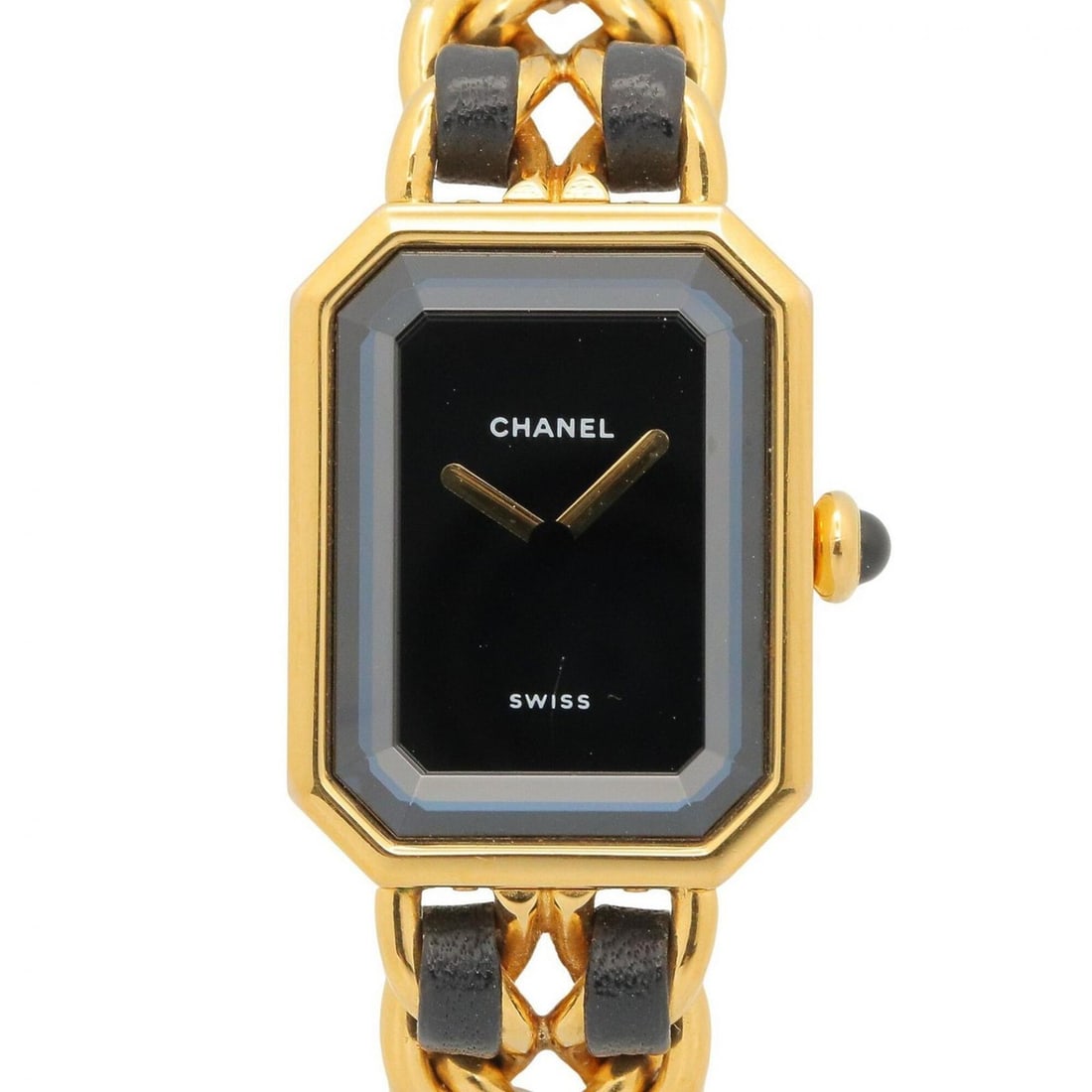Chanel CHANEL Première M Wristwatch, Gold Plated (GP), Leather Strap, Women's, Black, H0001: --- Catalog ---Category: SizeWrist Size: 14.5cm / 5.7''Case Diameter: 20mm / 0.79''Category: DesignType: WristwatchGender: WomenColor (Dial): BlackMaterial (Band): LeatherMaterial (Case): Gold platedC