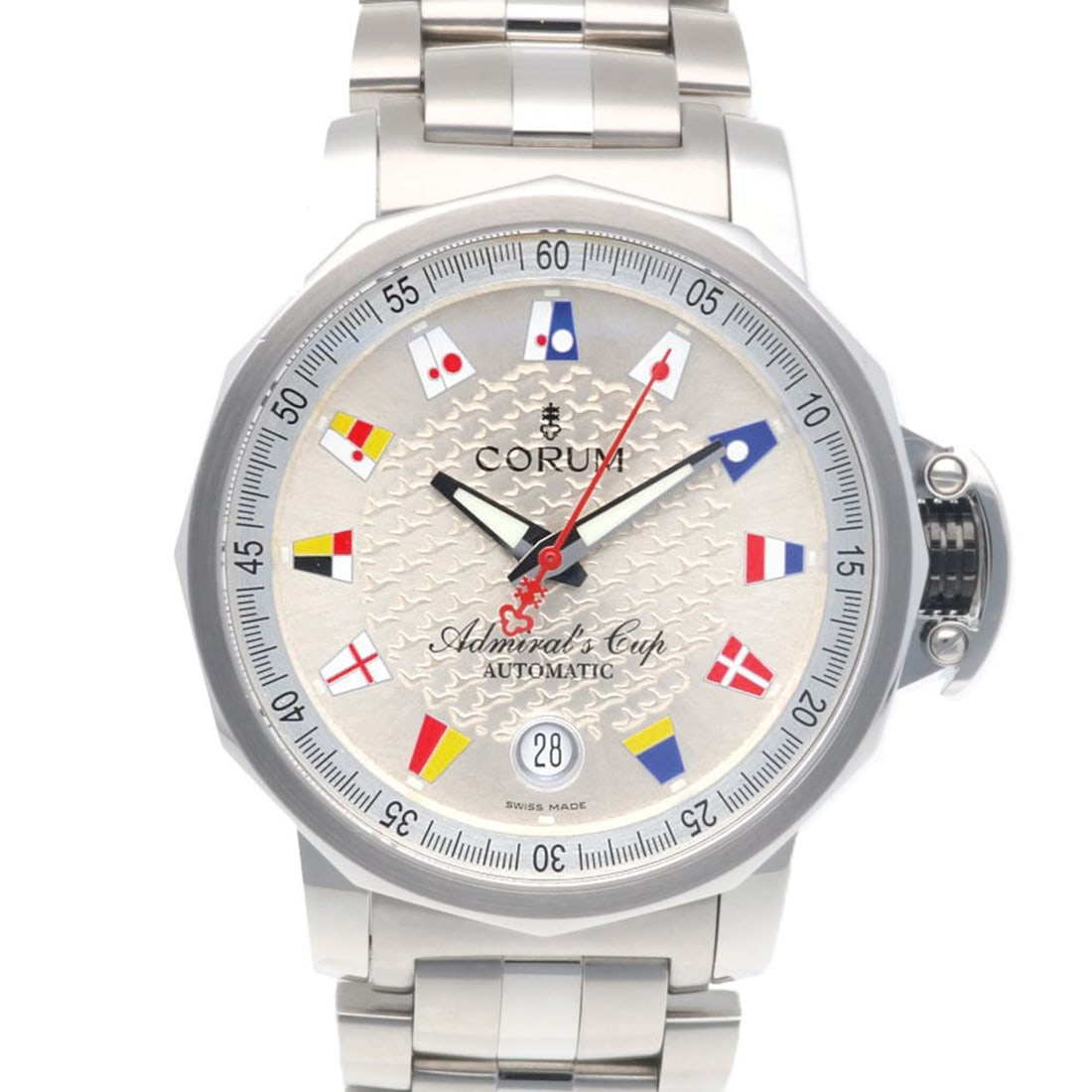 Corum Admiral's Cup Trophy 41 Watch Stainless Steel 082.830.20 Automatic Men's CORUM 100M Overhauled: --- Catalog ---Category: SizeWrist Size: 16.5cm / 6.49''Category: DesignType: WristwatchGender: MenMaterial (Band): Stainless steelMaterial (Case): Stainless steelCategory: GeneralBrand: CorumCategory