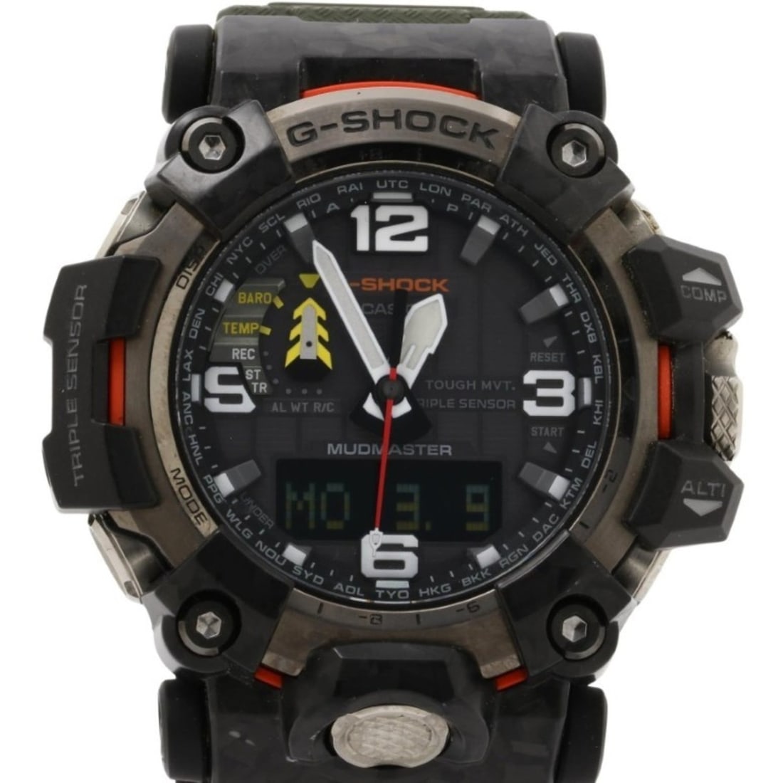CASIO G-SHOCK MASTER OF G LAND MUDMASTER GWG20001A3JF Black Khaki Resin/Stainless Steel Men's Watch: --- Catalog ---Category: SizeWrist Size: 14.5cm - 21.5cm / 5.7'' - 8.46''Case Diameter: 54.6mm / 2.15''Category: DesignType: WristwatchGender: MenMaterial (Case): Stainless steelCategory: GeneralMPN: 