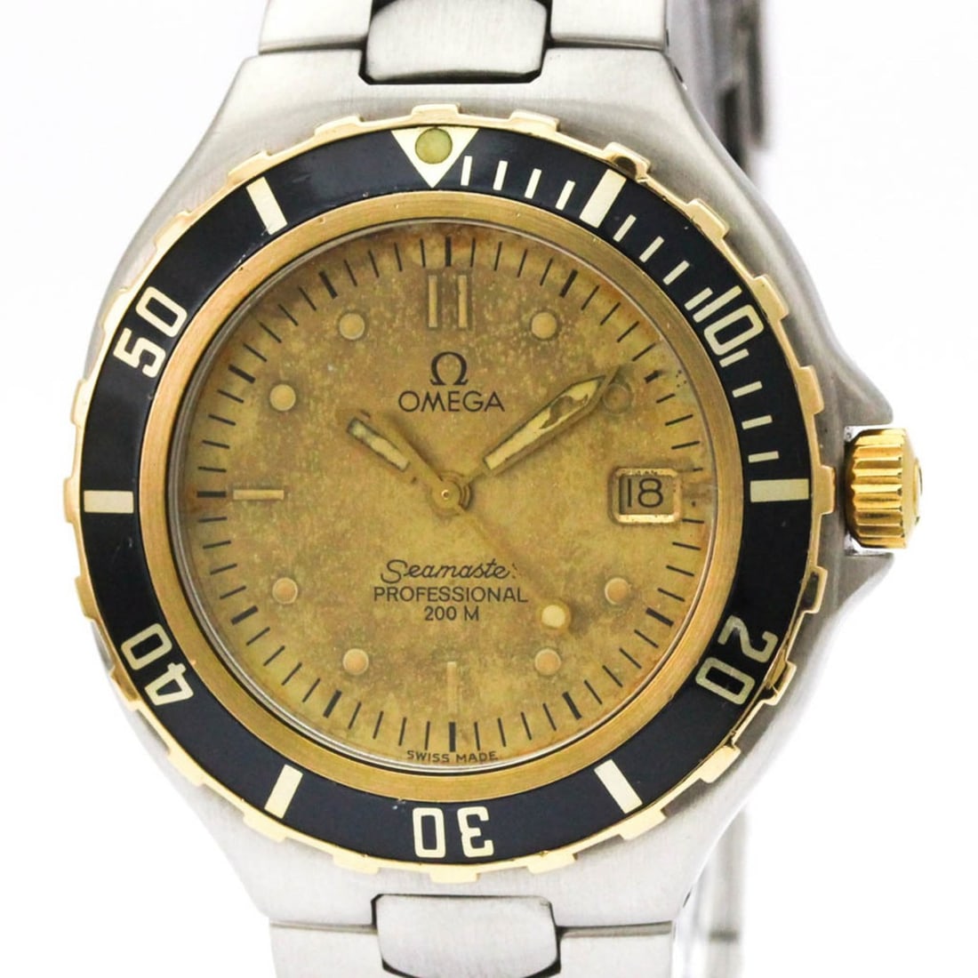 OMEGA Seamaster Professional 200M Large Size Steel Mens Watch: --- Catalog ---Category: SizeCase Diameter: 36mm / 1.42''Category: DesignType: WristwatchStyle: SportGender: MenColor (Dial): GoldMaterial (Band): Stainless steelMaterial (Case): Stainless steel, Yell