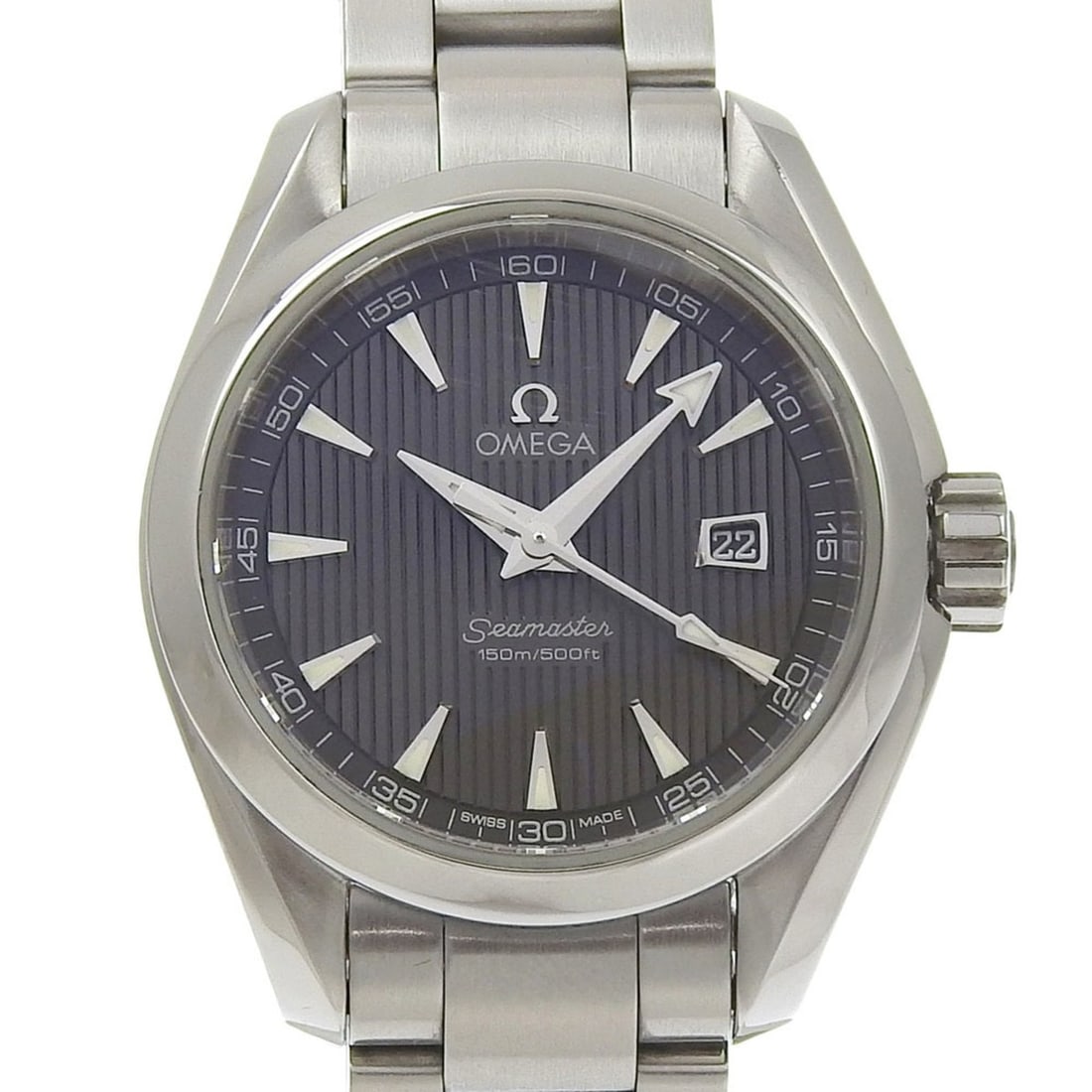 Like New Omega Seamaster Aqua Terra Date 150m Water Resistant 231 10 61 06 001 Gray Dial Stainless: --- Catalog ---Category: SizeWrist Size: 16cm / 6.29''Case Diameter: 30mm / 1.18''Category: DesignType: WristwatchGender: WomenColor (Dial): GrayMaterial (Band): Stainless steelMaterial (Case): Stainl