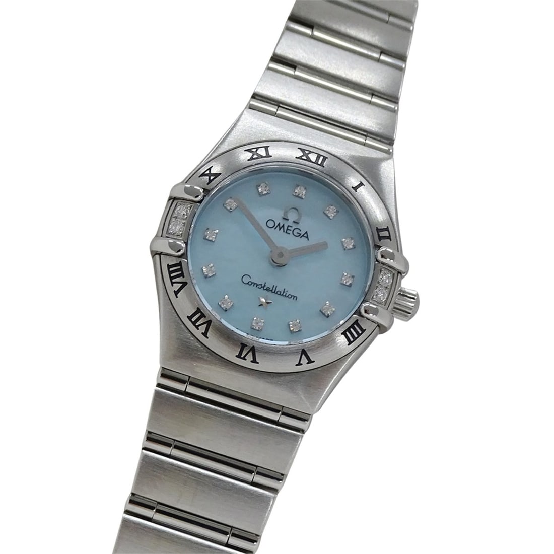 Omega Constellation Mini 1567.86 Women's Watch, Brand Name, Diamond, Blue Shell, Quartz Movement,: --- Catalog ---Category: SizeWrist Size: 15cm / 5.9''Case Diameter: 22mm / 0.87''Category: DesignType: WristwatchGender: WomenColor (Dial): Blue shellMaterial (Band): Stainless steelMaterial (Case): S
