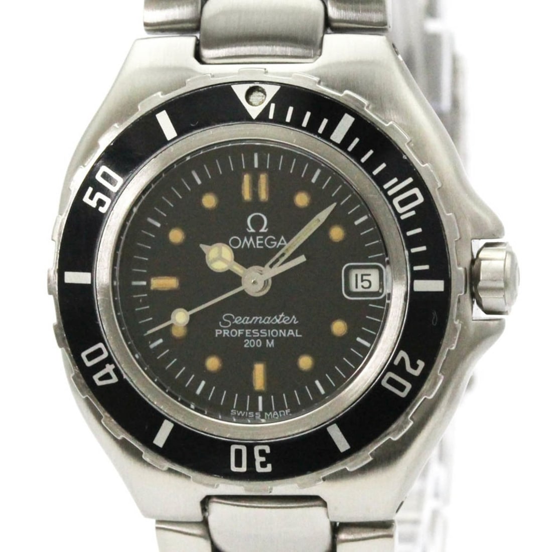 OMEGA Seamaster Professional 200M Steel Quartz Ladies Watch Polished: --- Catalog ---Category: SizeCase Diameter: 30mm / 1.18''Category: DesignType: WristwatchStyle: SportGender: WomenColor (Dial): BlackMaterial (Band): Stainless steelMaterial (Case): Stainless steelCat