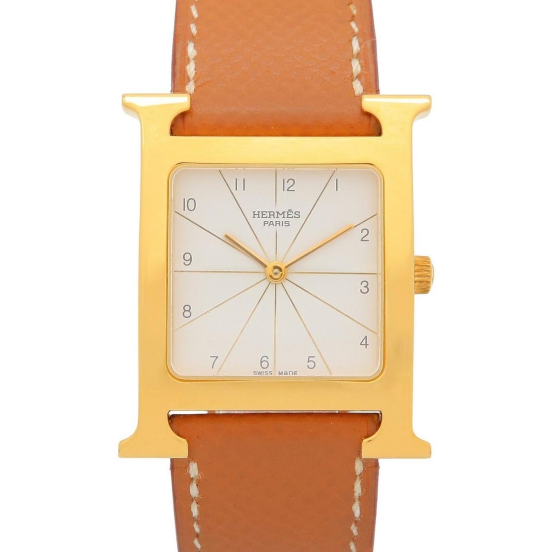 Hermes H-Watch Ramsass Wristwatch, Gold Plated, Leather Strap, Boys' Size, White (RS1.501) (1 of 14)