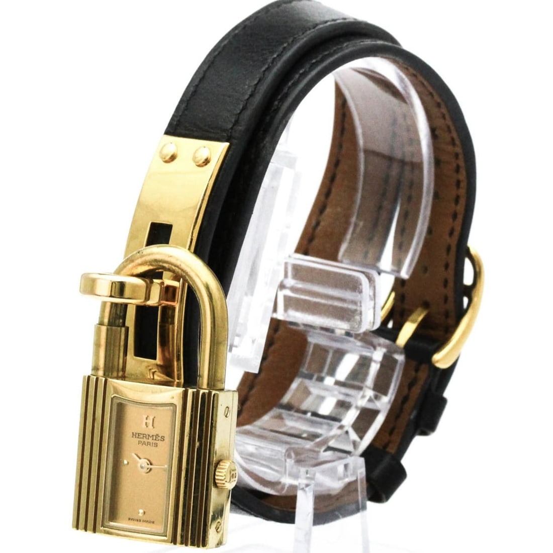 HERMES Kelly Watch Double Tour Gold Plated Leather Quartz Ladies Watch: --- Catalog ---Category: SizeCase Diameter: 20mm / 0.79''Category: DesignType: WristwatchStyle: Dress/FormalGender: WomenColor (Dial): GoldMaterial (Band): LeatherMaterial (Case): Gold platedCategory: