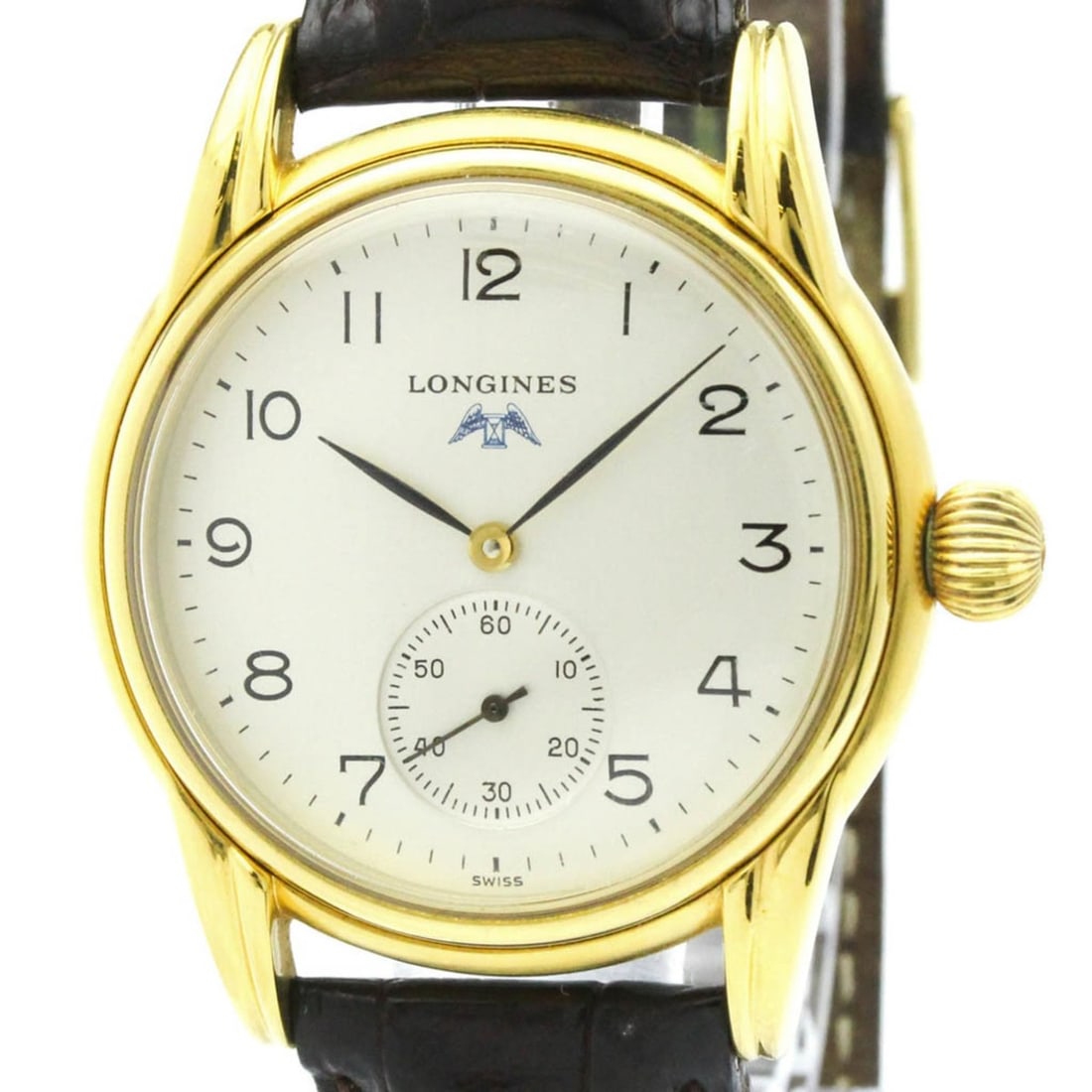 LONGINES Gold Plated Leather Hand-Winding Mens Watch L4.659.2: --- Catalog ---Category: SizeCase Diameter: 35mm / 1.38''Category: DesignType: WristwatchStyle: Dress/FormalGender: MenColor (Dial): SilverMaterial (Band): LeatherMaterial (Case): Gold platedCategory: