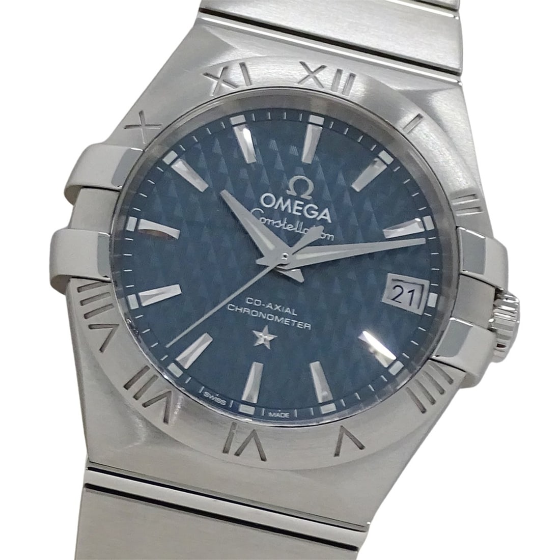 OMEGA Constellation 123.10.35.20.002 Men's Co-Axial Date Automatic Watch in Stainless Steel with: --- Catalog ---Category: SizeWrist Size: 19cm / 7.48''Case Diameter: 35mm / 1.38''Category: DesignType: WristwatchGender: MenColor (Dial): BlueMaterial (Band): Stainless steelMaterial (Case): Stainles