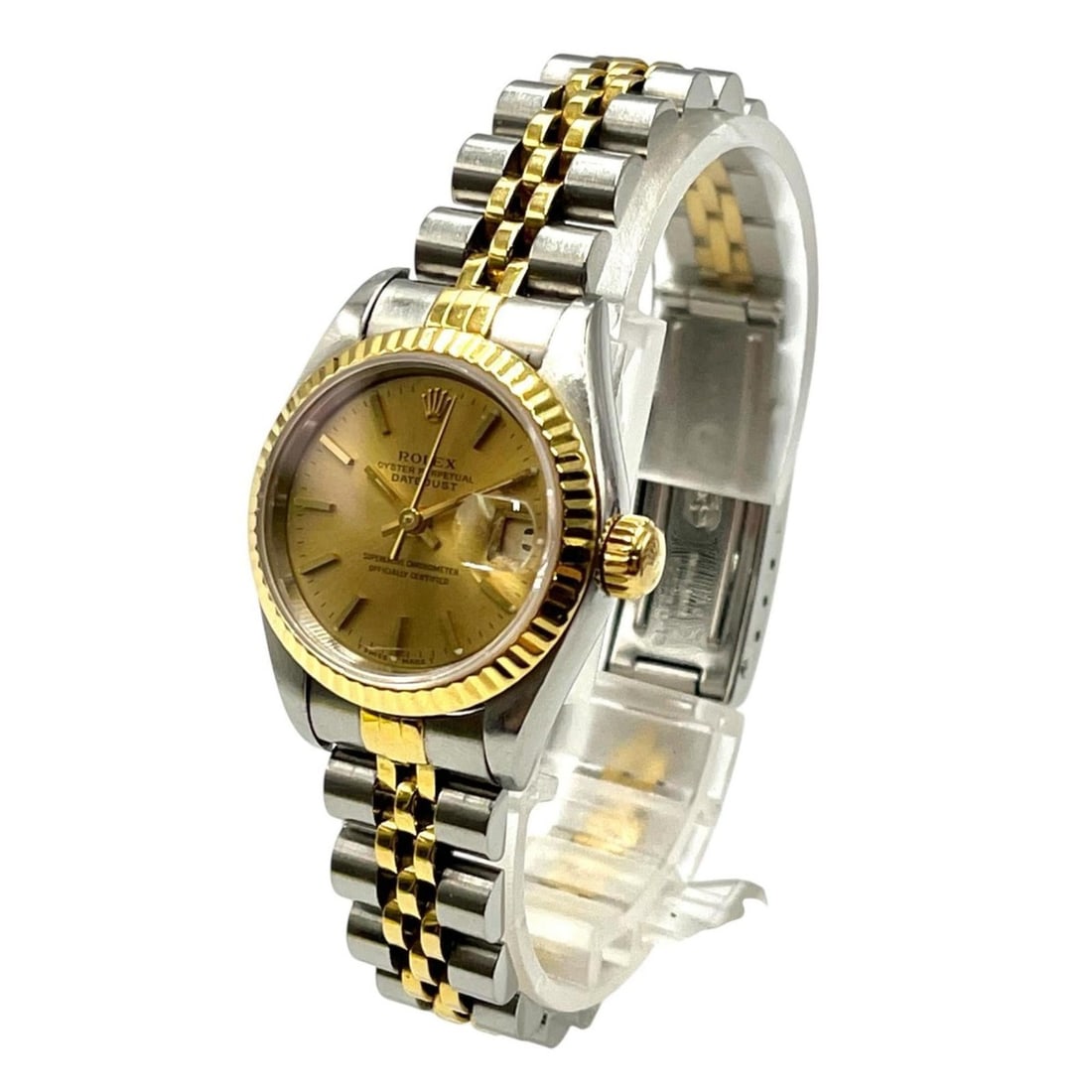 Rolex Datejust Automatic Watch 69173 Stainless Steel/Yellow Gold with Champagne Dial for Women: --- Catalog ---Category: SizeWrist Size: 16cm / 6.29''Category: DesignColor: Champagne gold, YellowGender: WomenMaterial (Band): Stainless steelMaterial (Case): Stainless steelCategory: GeneralLine: D