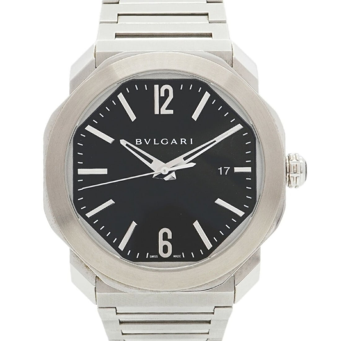Bvlgari Octoroma OC41S Black Dial Men's Watch: --- Catalog ---Category: SizeWrist Size: 16.5cm / 6.49''Case Diameter: 41.2mm / 1.62''Category: DesignType: WristwatchGender: MenColor (Dial): BlackMaterial (Band): Stainless steelCategory: GeneralMPN