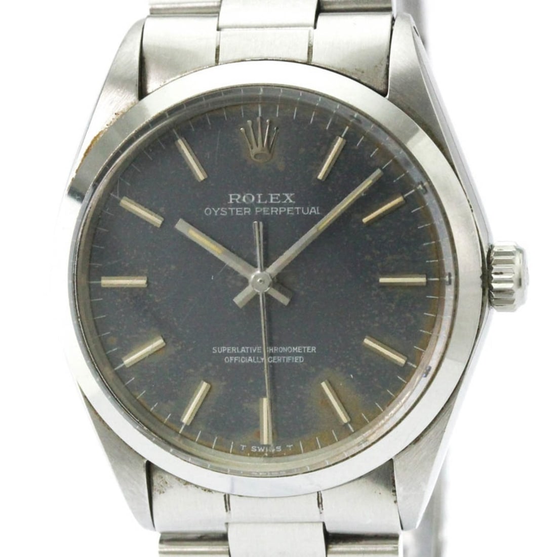 ROLEX Oyster Perpetual 1002 Steel Automatic Mens Watch Vintage: --- Catalog ---Category: SizeCase Diameter: 34mm / 1.34''Category: DesignType: WristwatchStyle: Dress/FormalGender: MenColor (Dial): GrayMaterial (Band): Stainless steelMaterial (Case): Stainless stee