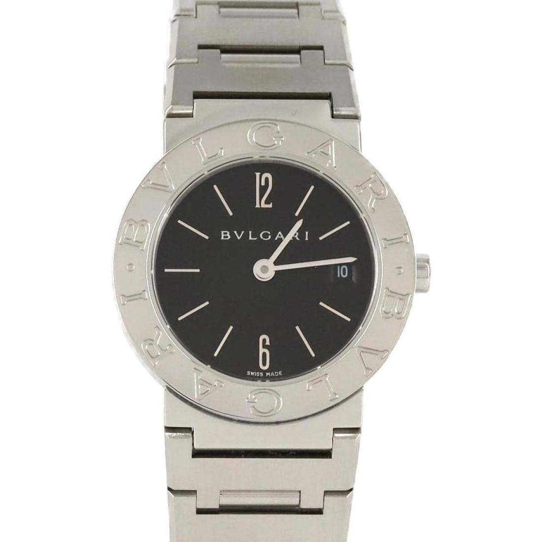 Bvlgari BB26SS SS Quartz Watch: --- Catalog ---Category: SizeWrist Size: 15cm / 5.9''Case Diameter: 26mm / 1.02''Category: DesignType: WristwatchGender: WomenColor (Dial): BlackMaterial (Band): Stainless steelMaterial (Case): Stainl