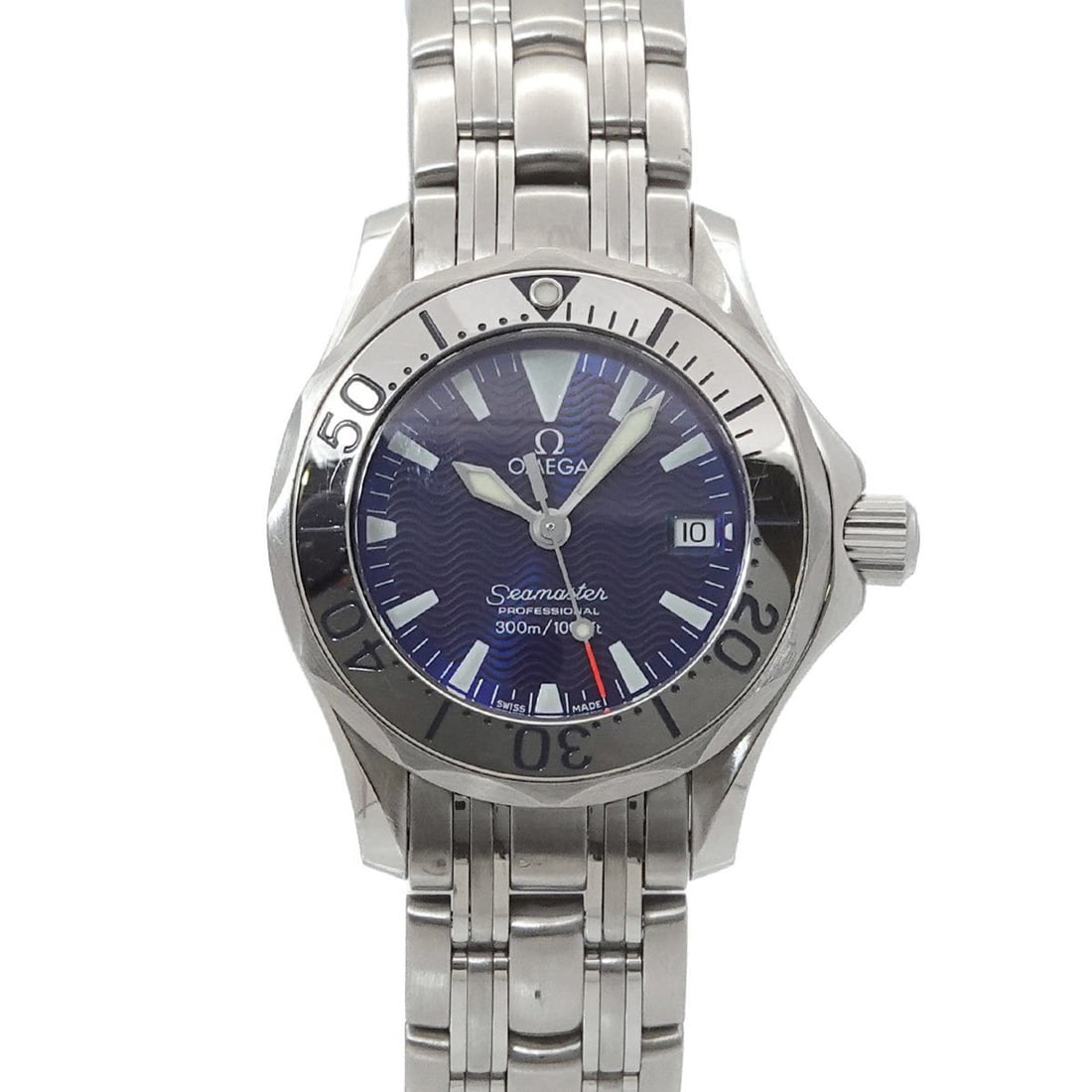 OMEGA Seamaster 300 Professional 2285 80 Women's Watch with Date, Navy Blue, Quartz Movement: --- Catalog ---Category: SizeWrist Size: 15cm / 5.9''Case Diameter: 28mm / 1.1''Category: DesignType: WristwatchGender: WomenColor (Dial): NavyMaterial (Band): Stainless steelMaterial (Case): Stainles