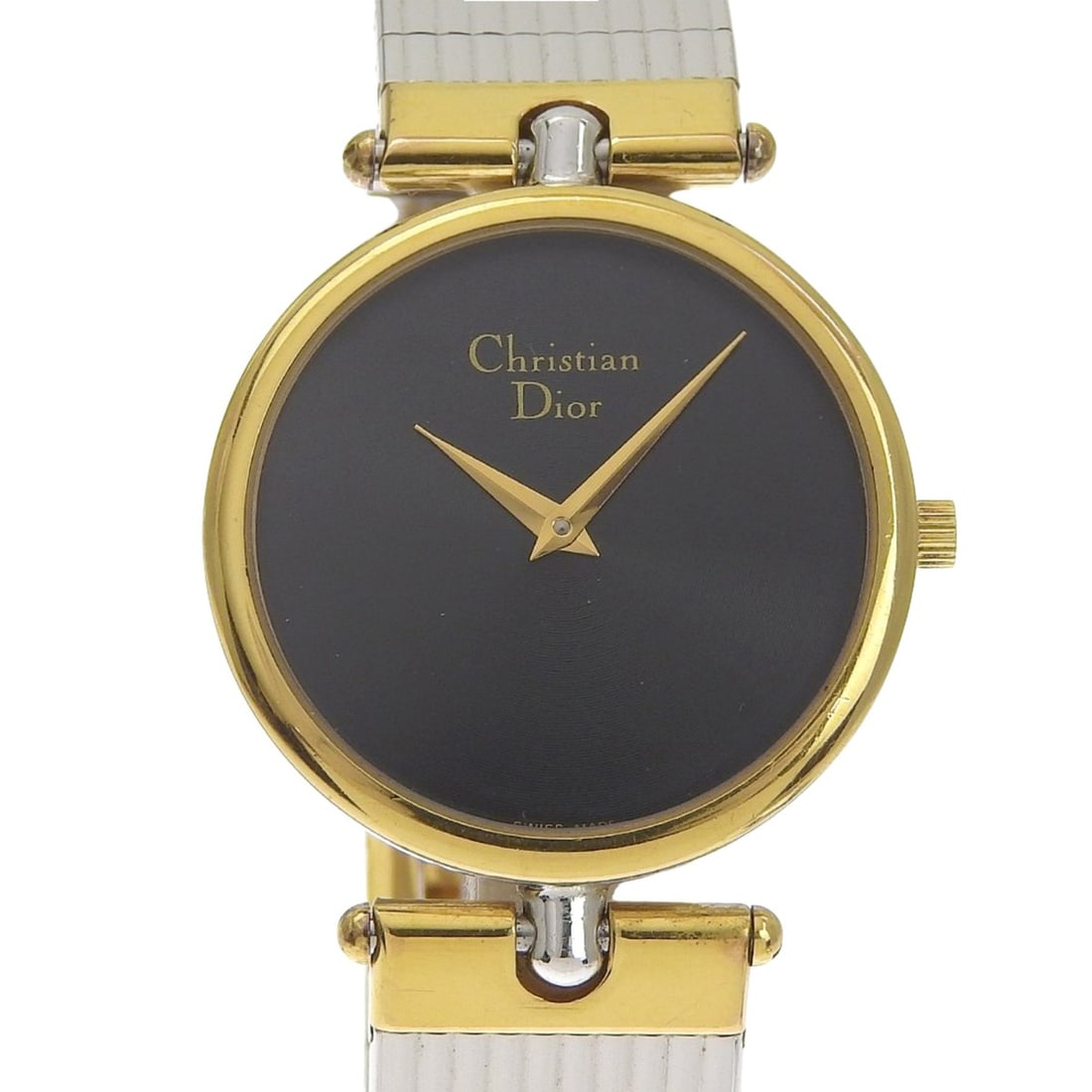 Christian Dior Watch 3026, Stainless Steel with Gold Plated Silver Quartz Movement, Analog Display,: --- Catalog ---Category: SizeWrist Size: 16cm / 6.29''Case Diameter: 30mm / 1.18''Category: DesignType: WristwatchGender: WomenColor (Dial): BlackMaterial (Band): Gold plated, Stainless steelMaterial 