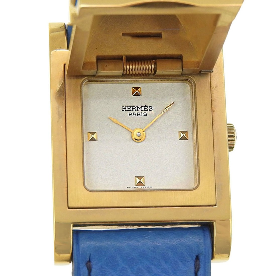 Hermès Medor Men's Watch, Gold-Plated Leather, Quartz Movement, Analog Display, White Dial: --- Catalog ---Category: SizeWrist Size: 16.5cm - 19cm / 6.49'' - 7.48''Case Diameter: 23mm / 0.91''Category: DesignType: WristwatchGender: MenColor (Dial): WhiteMaterial (Band): LeatherMaterial (Case