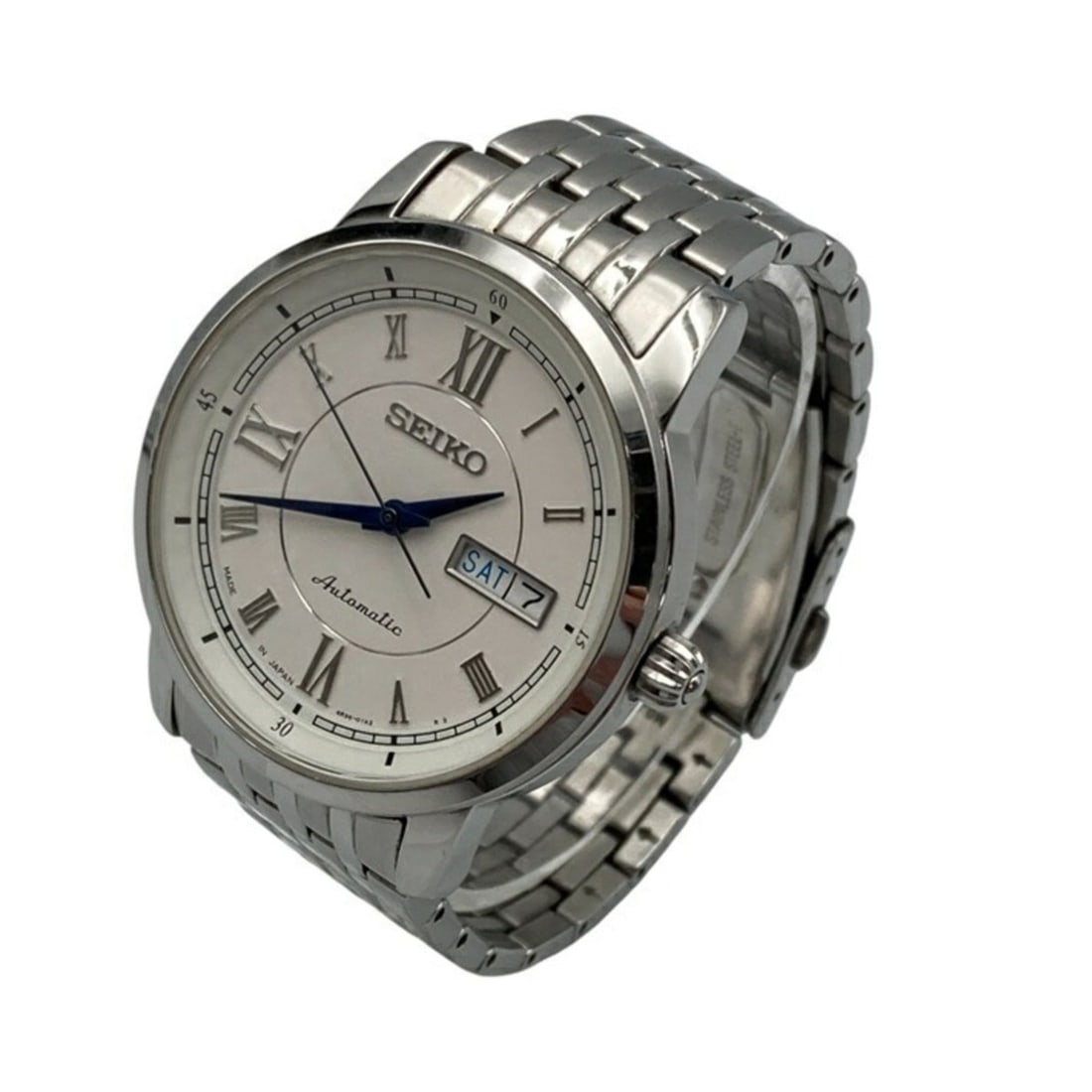 SEIKO PRESAGE Automatic Watch with Day Date, 4R36-00Y0 D4: --- Catalog ---Category: SizeWrist Size: 16.5cm / 6.49''Case Diameter: 38mm / 1.5''Category: DesignType: WristwatchGender: MenColor (Dial): WhiteMaterial (Band): Stainless steelMaterial (Case): Stainl
