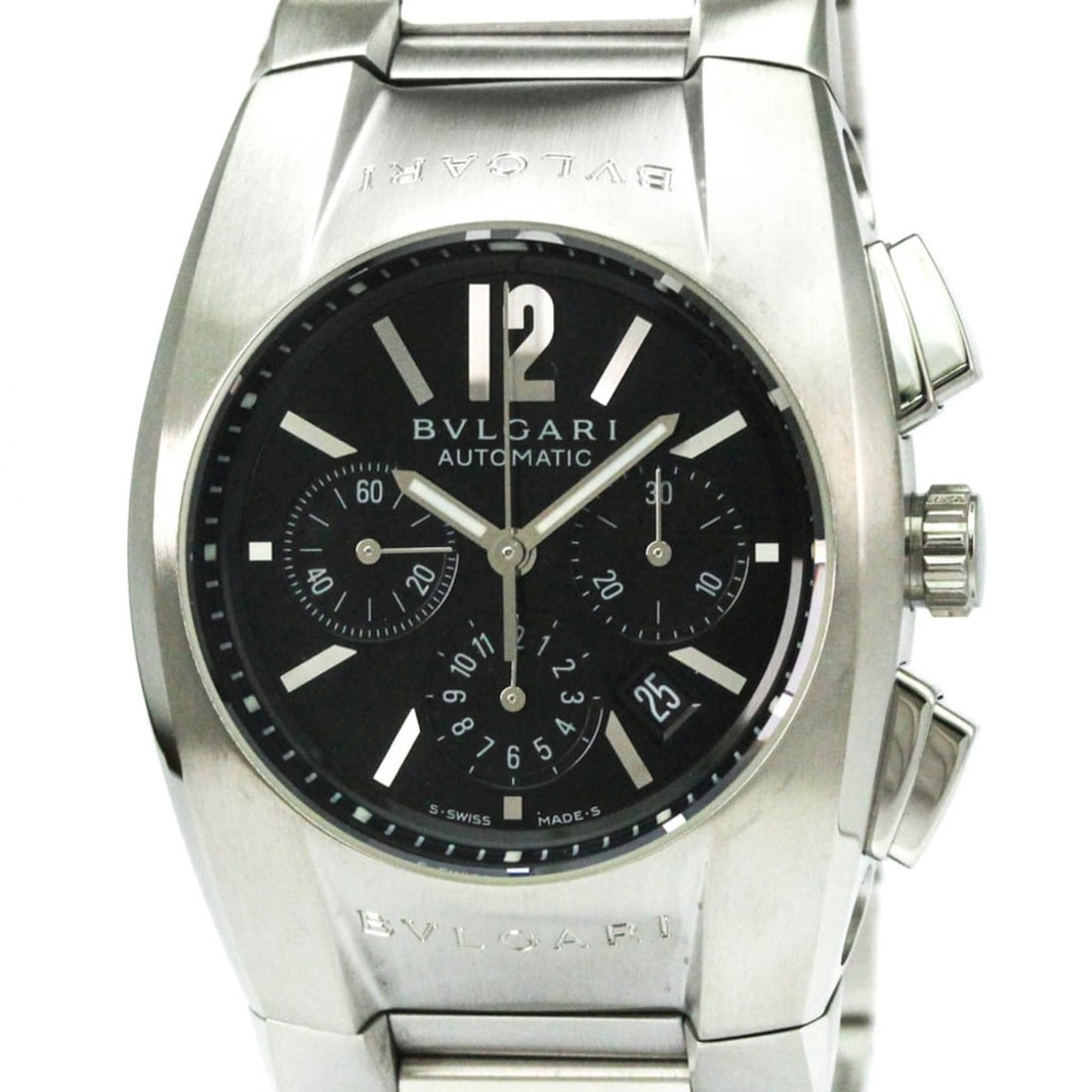 BVLGARI Ergon Chronograph Automatic Mens Watch EG35SCH Polished: --- Catalog ---Category: SizeCase Diameter: 35mm / 1.38''Category: DesignType: WristwatchStyle: SportGender: MenColor (Dial): BlackMaterial (Band): Stainless steelMaterial (Case): Stainless steelCateg
