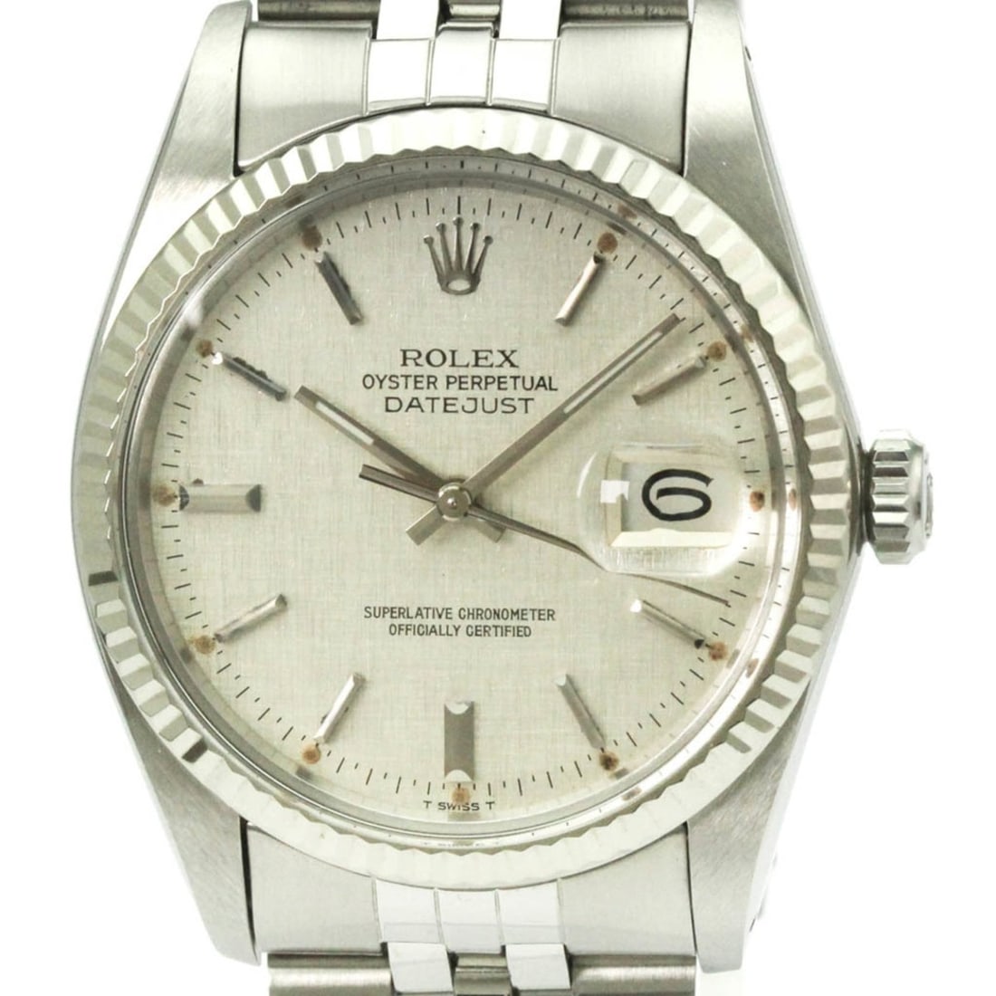 ROLEX Datejust 18K White Gold Steel Automatic Mens Watch 16014 Polished: --- Catalog ---Category: SizeCase Diameter: 36mm / 1.42''Category: DesignType: WristwatchStyle: Dress/FormalGender: MenColor (Dial): SilverMaterial (Band): Stainless steelMaterial (Case): Stainless st