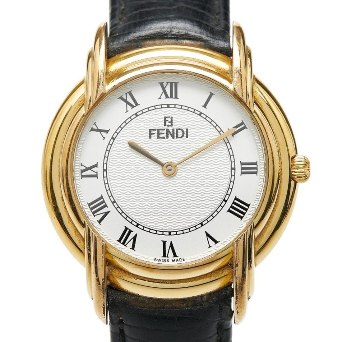 Fendi 350J Swiss Quartz Watch, Silver Dial, Stainless Steel, Leather, Women's: --- Catalog ---Category: SizeWrist Size: 18.5cm / 7.28''Case Diameter: 33mm / 1.3''Category: DesignType: WristwatchGender: WomenColor (Dial): SilverMaterial (Band): Leather, Stainless steelMaterial (C