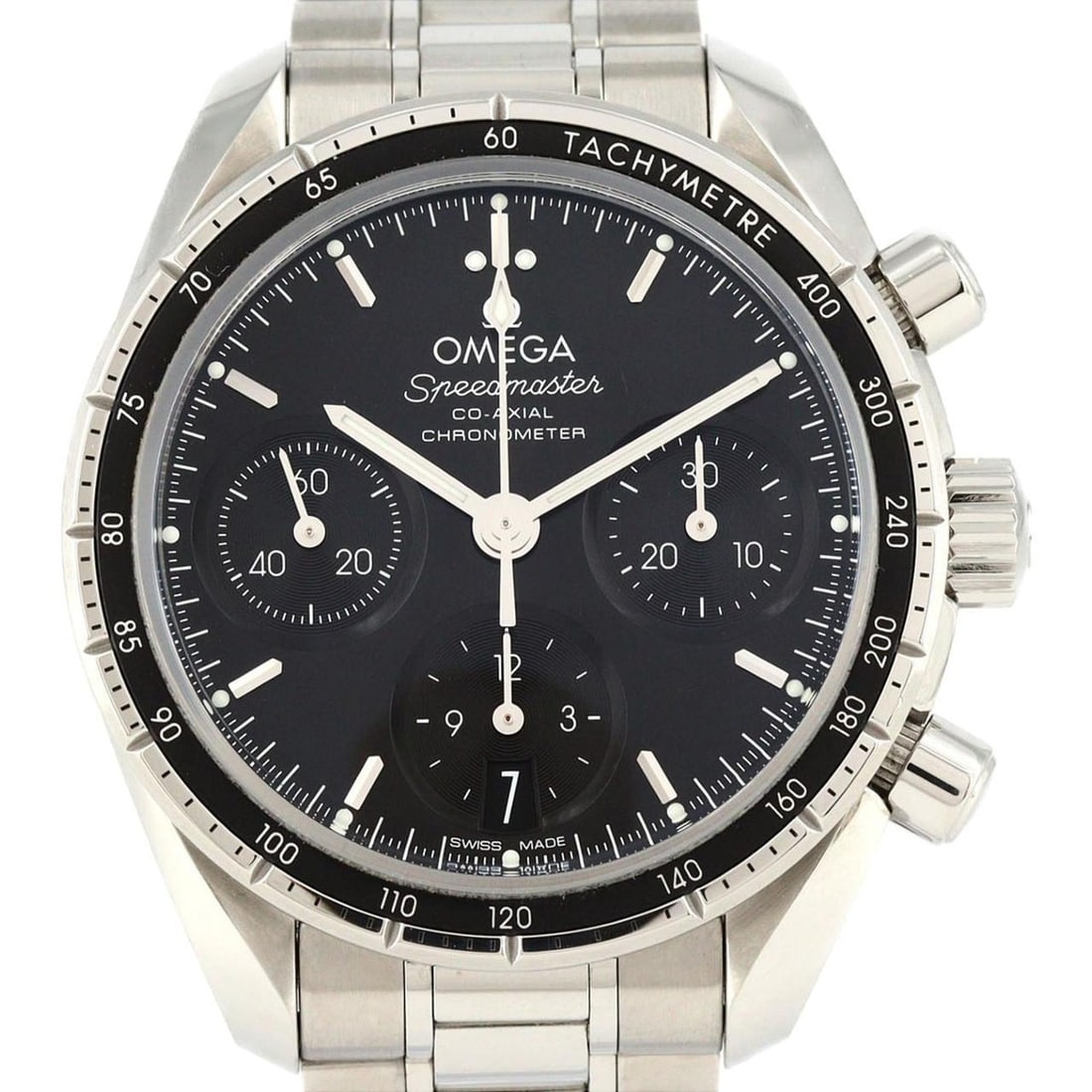 Omega Speedmaster 38 324.30.38.50.01.001 Stainless Steel Automatic Watch: --- Catalog ---Category: SizeWrist Size: 19cm / 7.48''Case Diameter: 38mm / 1.5''Category: DesignType: WristwatchGender: MenColor (Dial): BlackMaterial (Band): Stainless steelMaterial (Case): Stainles