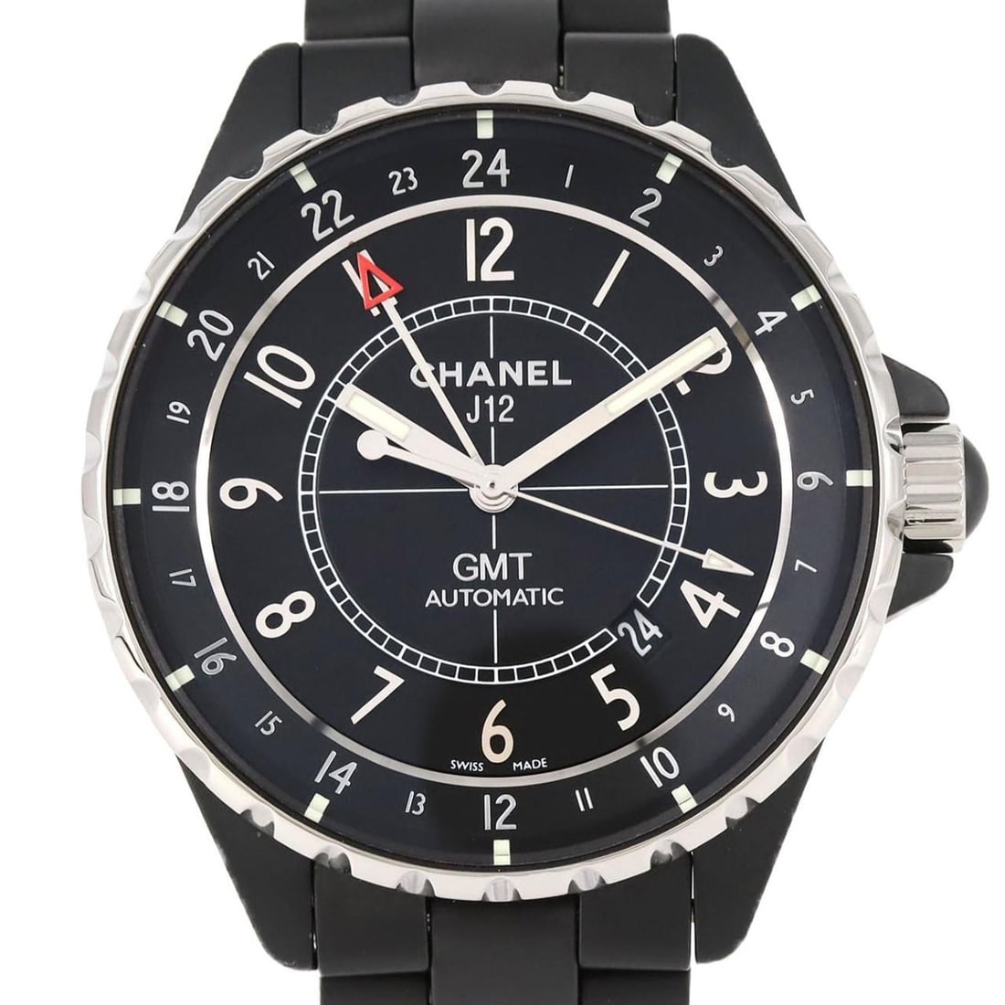 Chanel J12 41mm GMT Matte Ceramic H3101 Automatic Watch: --- Catalog ---Category: SizeWrist Size: 20cm / 7.87''Case Diameter: 41mm / 1.61''Category: DesignType: WristwatchGender: MenColor (Dial): BlackMaterial (Band): CeramicMaterial (Case): CeramicCategory