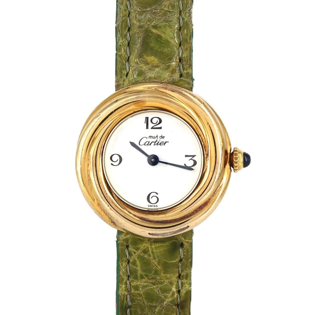 Cartier Must Trinity GP W1010844 Quartz Watch: --- Catalog ---Category: SizeCase Diameter: 27mm / 1.06''Category: DesignType: WristwatchGender: WomenColor (Dial): WhiteMaterial (Case): Gold platedCategory: GeneralMPN: W1010844Brand: CartierCategor