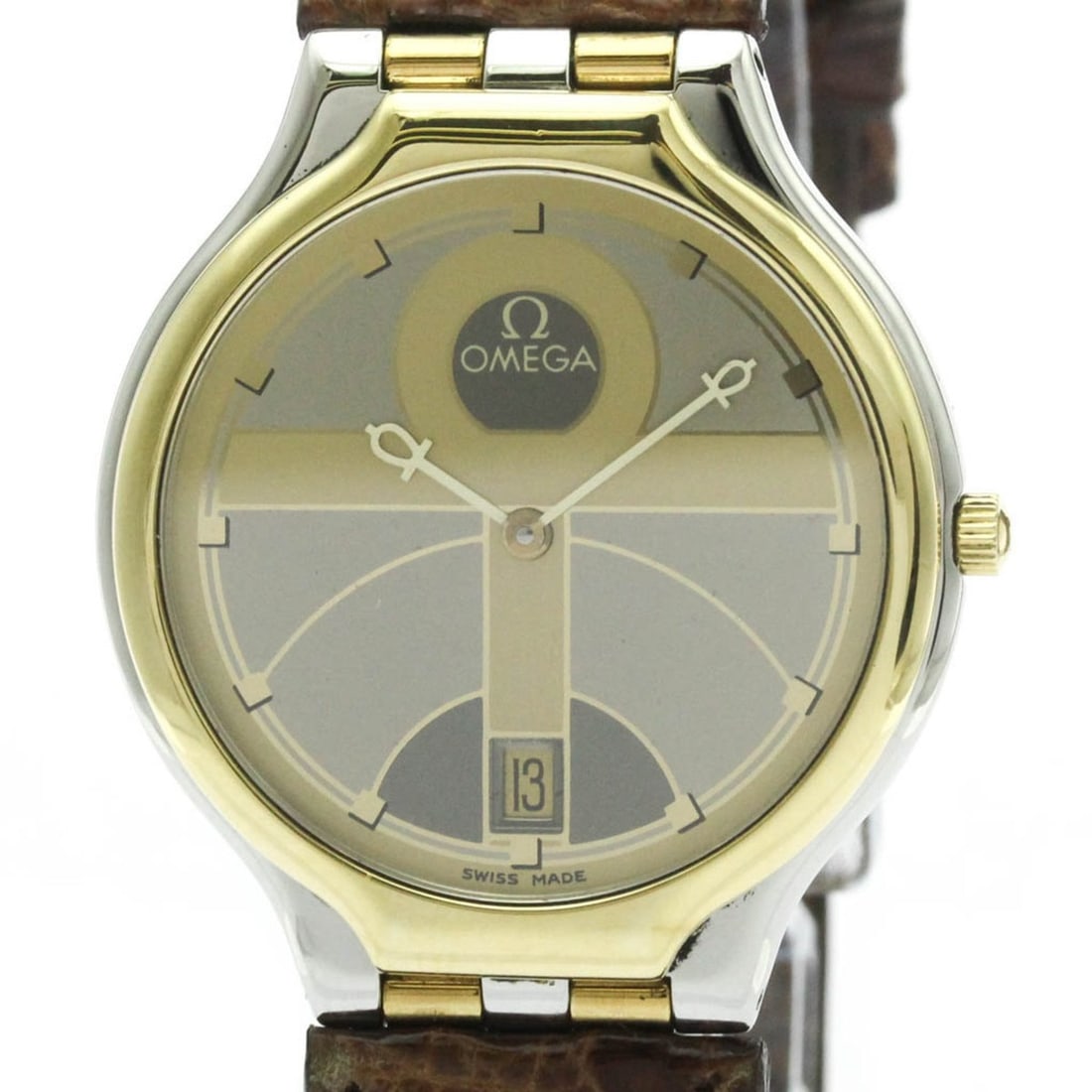 OMEGA De Ville Symbol K18 Gold Steel Quartz Mens Watch 196.0316 Polished (1 of 8)