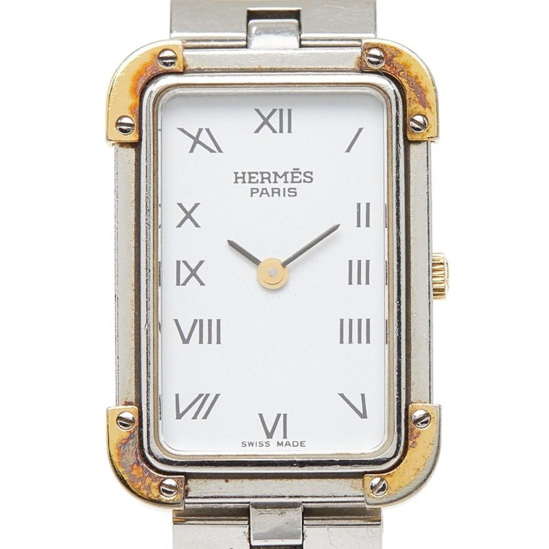 Hermès Cloiseur Watch CR1.240 Swiss Quartz White Dial Stainless Steel Women's HERMES: --- Catalog ---Category: SizeWrist Size: 16cm / 6.29''Case Diameter: 18mm / 0.71''Category: DesignType: WristwatchGender: WomenColor (Dial): WhiteMaterial (Band): Stainless steelMaterial (Case): Stain