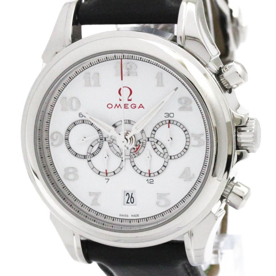 OMEGA De Ville Olympic Collection 5 Counter Watch 422.13.41.52.04.001 Polished: --- Catalog ---Category: SizeCase Diameter: 41mm / 1.61''Category: DesignType: WristwatchStyle: SportGender: MenColor (Dial): WhiteMaterial (Band): LeatherMaterial (Case): Stainless steelCategory: Gen