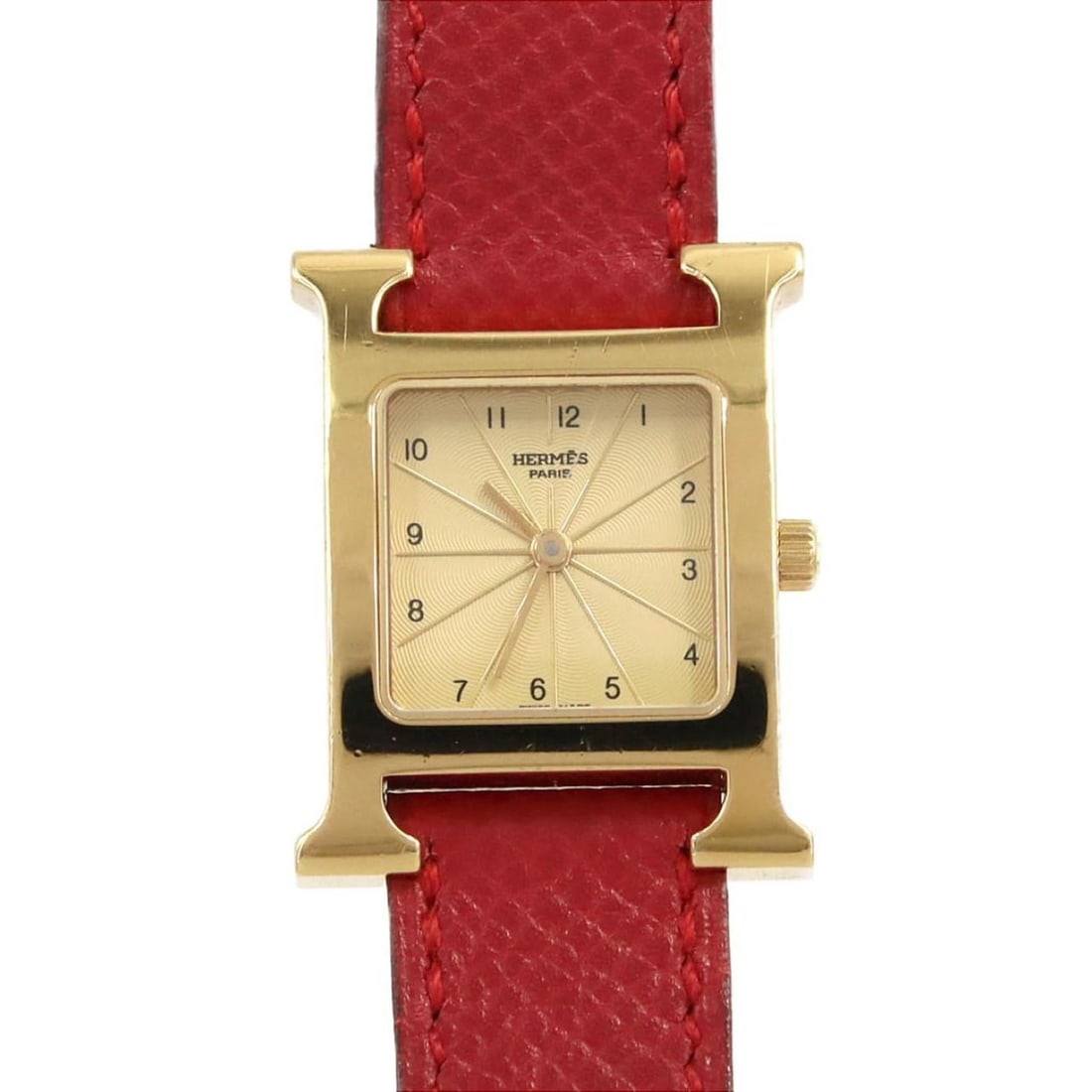 Hermès H Watch GP HH1.201 Quartz Wristwatch: --- Catalog ---Category: SizeCase Diameter: 21mm / 0.83''Category: DesignType: WristwatchGender: Men,WomenColor (Dial): GoldMaterial (Case): Gold platedCategory: GeneralMPN: HH1.201Brand: