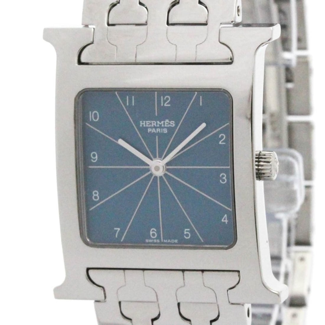 HERMES H Watch Stainless Steel Quartz Ladies Watch HH1.510 Polished: --- Catalog ---Category: SizeCase Diameter: 26mm / 1.02''Category: DesignType: WristwatchStyle: Dress/FormalGender: UnisexColor (Dial): BlueMaterial (Band): Stainless steelMaterial (Case): Stainless s