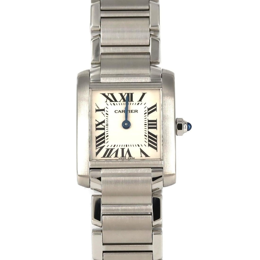 Cartier Tank Française SM W51008Q3 Stainless Steel Quartz Watch: --- Catalog ---Category: SizeWrist Size: 17.5cm / 6.88''Case Diameter: 20mm / 0.79''Category: DesignType: WristwatchGender: WomenColor (Dial): SilverMaterial (Band): Stainless steelMaterial (Case): St