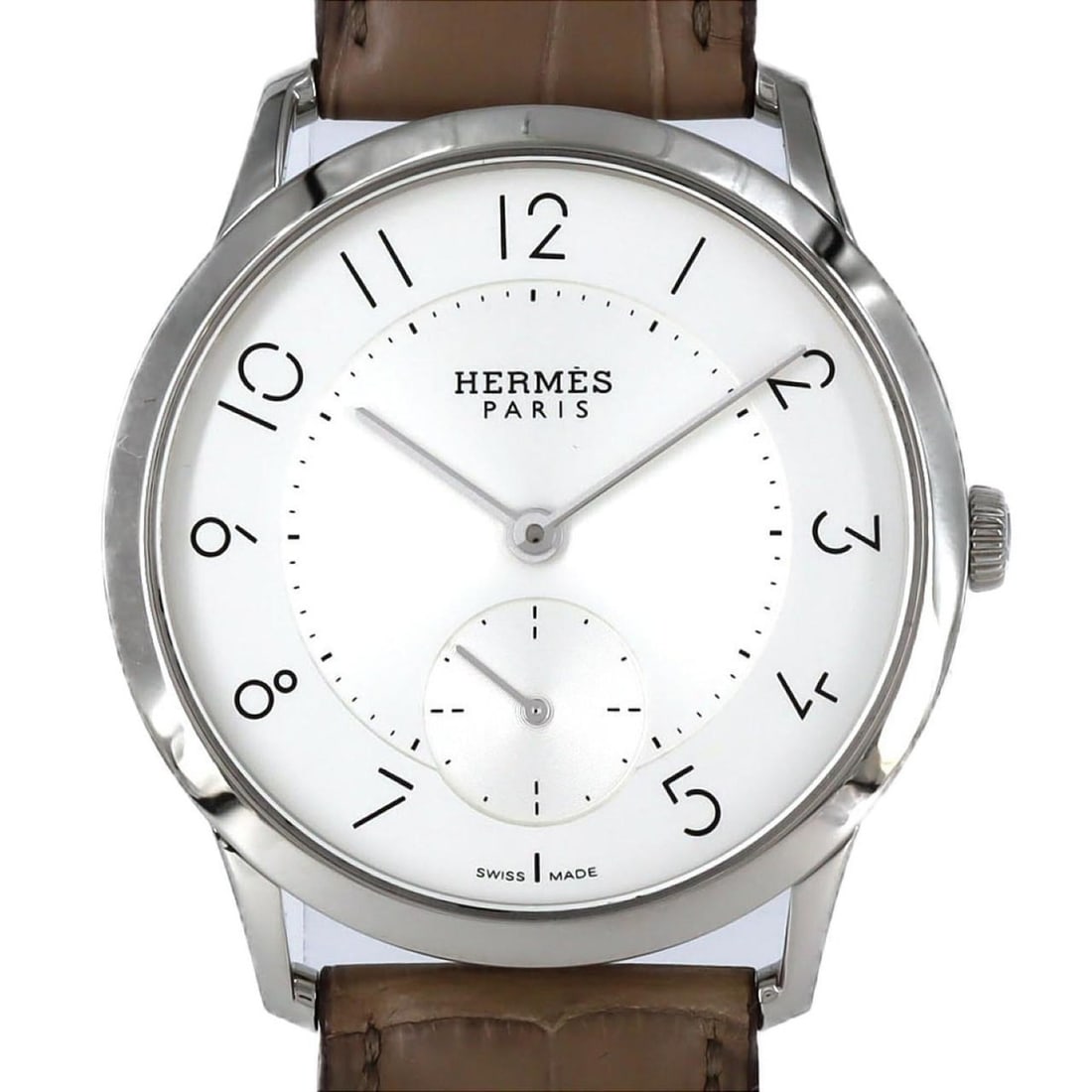 Hermès Slim d'Hermès CA2.810 Stainless Steel Automatic Watch: --- Catalog ---Category: SizeCase Diameter: 39.5mm / 1.56''Category: DesignType: WristwatchGender: MenDisplay: AnalogColor (Dial): SilverMaterial (Case): Stainless steelCategory: GeneralMPN: CA2.810Br