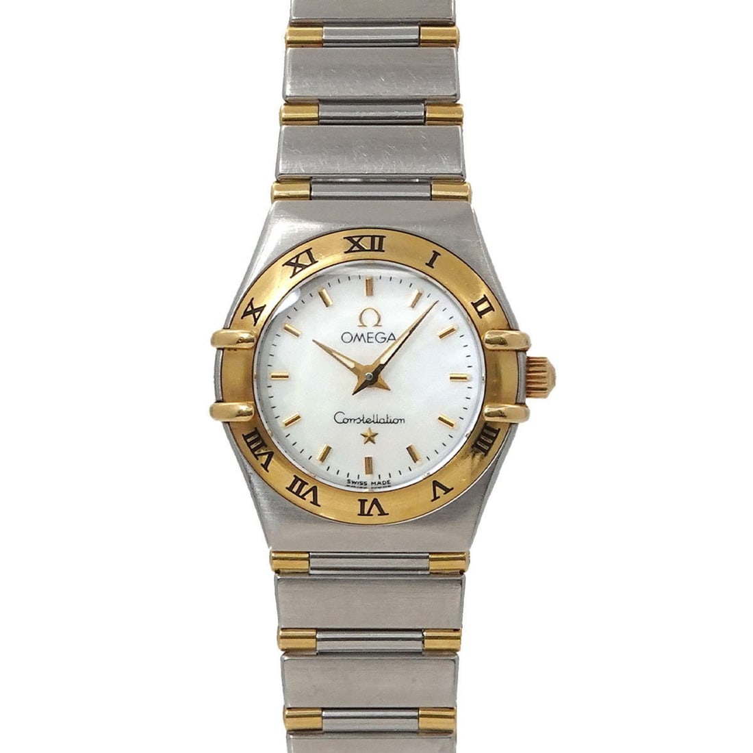 OMEGA Constellation Mini Two-Tone 1362 70 Women's Watch White Shell Yellow Gold Quartz: --- Catalog ---Category: SizeWrist Size: 17.5cm / 6.88''Case Diameter: 22mm / 0.87''Case Thickness: 7.5mm / 0.3''Category: DesignType: WristwatchGender: WomenGemstone: White shellColor (Dial): White
