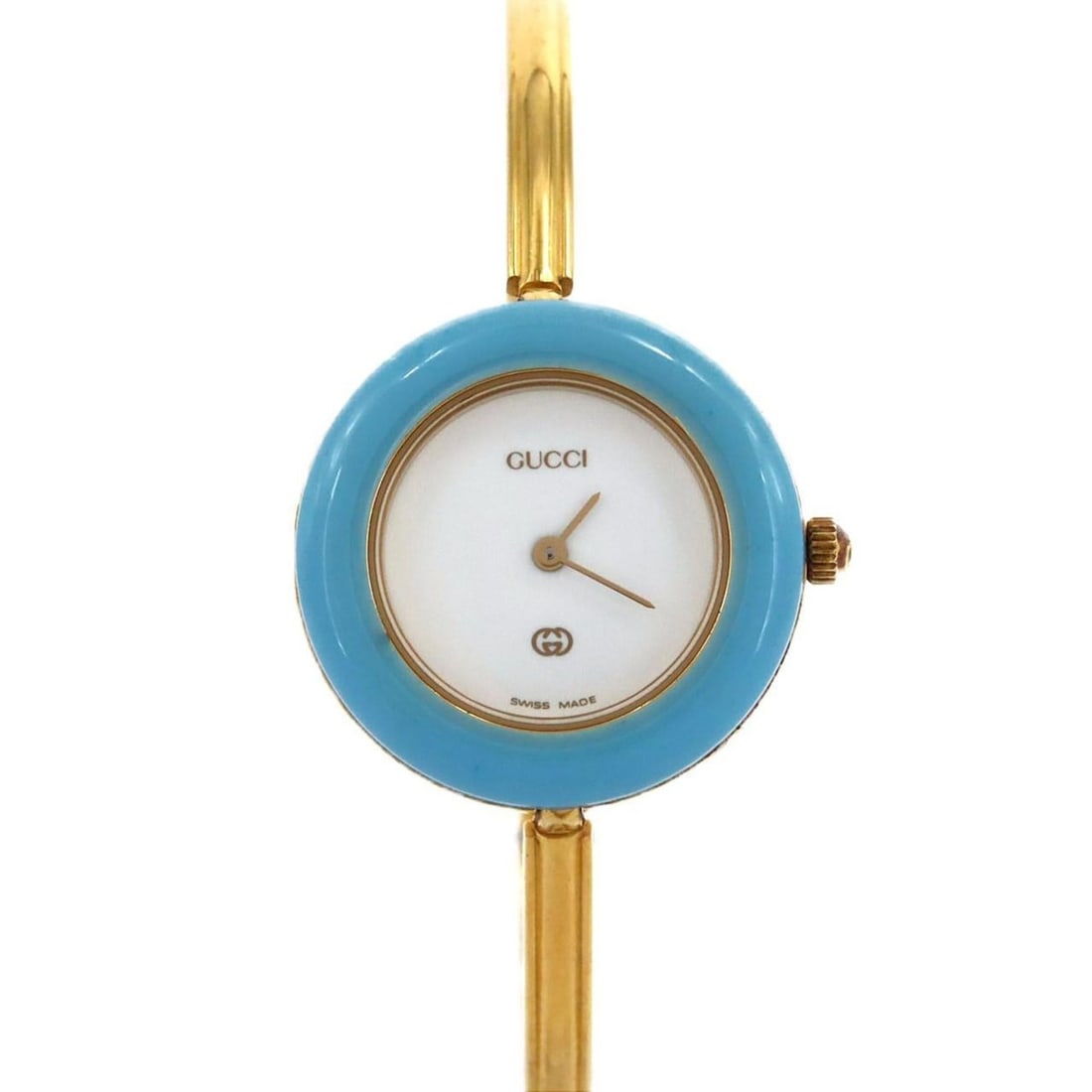 Gucci Change Ring GP, size M, 1100-L quartz watch: --- Catalog ---Category: SizeWrist Size: 16cm / 6.29''Case Diameter: 26mm / 1.02''Category: DesignType: WristwatchGender: WomenColor (Dial): WhiteMaterial (Band): Gold platedMaterial (Case): Gold plat
