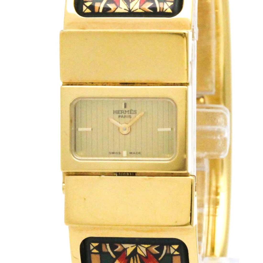 HERMES Loque Gold Plated Quartz Ladies Watch LO1.201: --- Catalog ---Category: SizeCase Diameter: 20mm / 0.79''Category: DesignType: WristwatchStyle: Dress/FormalGender: WomenColor (Dial): GoldMaterial (Band): Gold platedMaterial (Case): Gold platedCateg