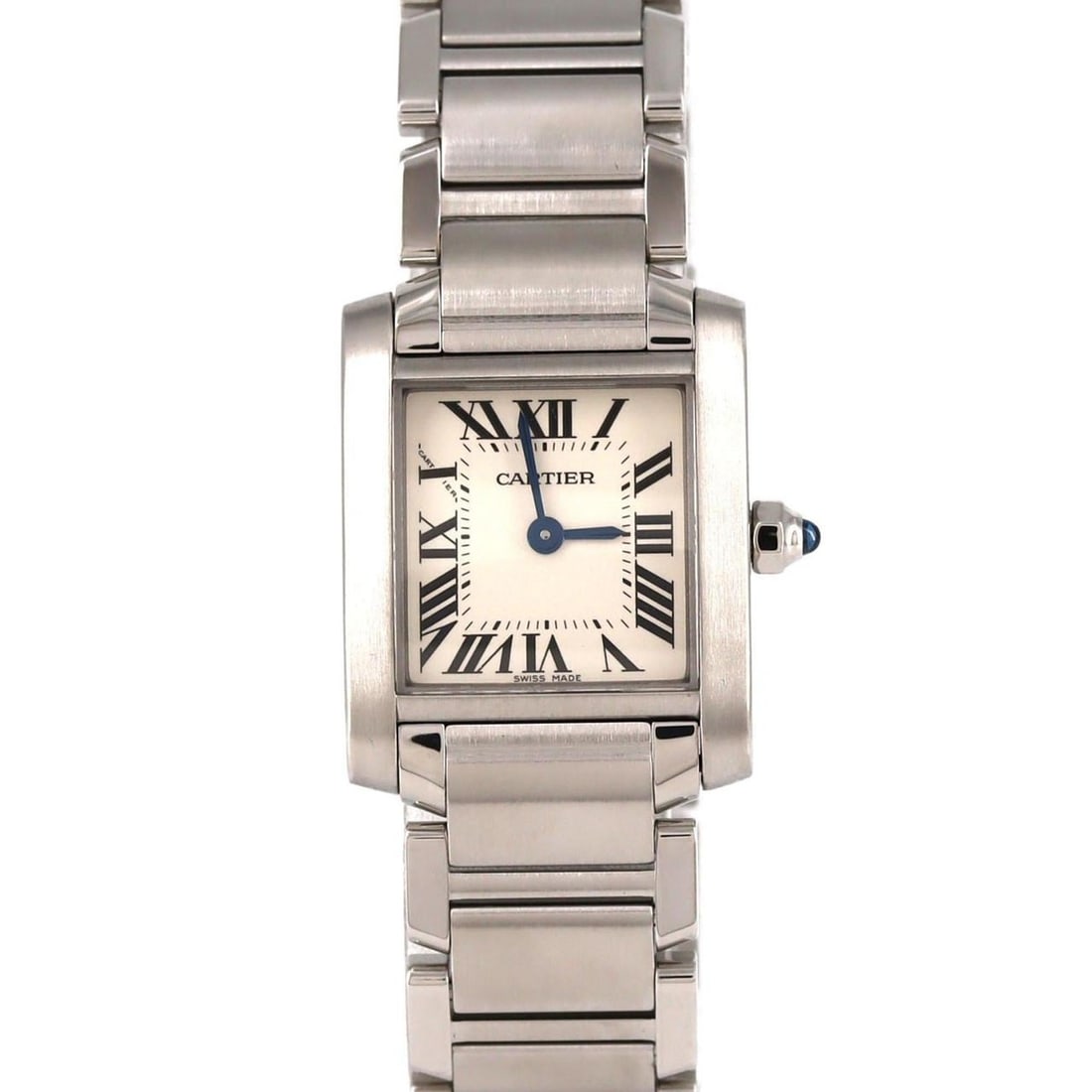 Cartier Tank Française SM W51008Q3 Stainless Steel Quartz Watch: --- Catalog ---Category: SizeWrist Size: 17cm / 6.69''Case Diameter: 20mm / 0.79''Category: DesignType: WristwatchGender: WomenColor (Dial): SilverMaterial (Band): Stainless steelMaterial (Case): Stai