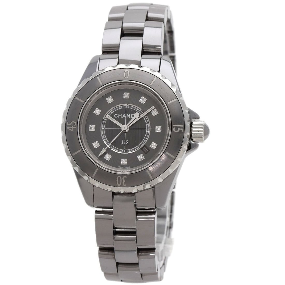 CHANEL H3241 J12 33mm Chromatic 12P Diamond Watch in Titanium Ceramic/Titanium Ceramic for Women (1 of 17)