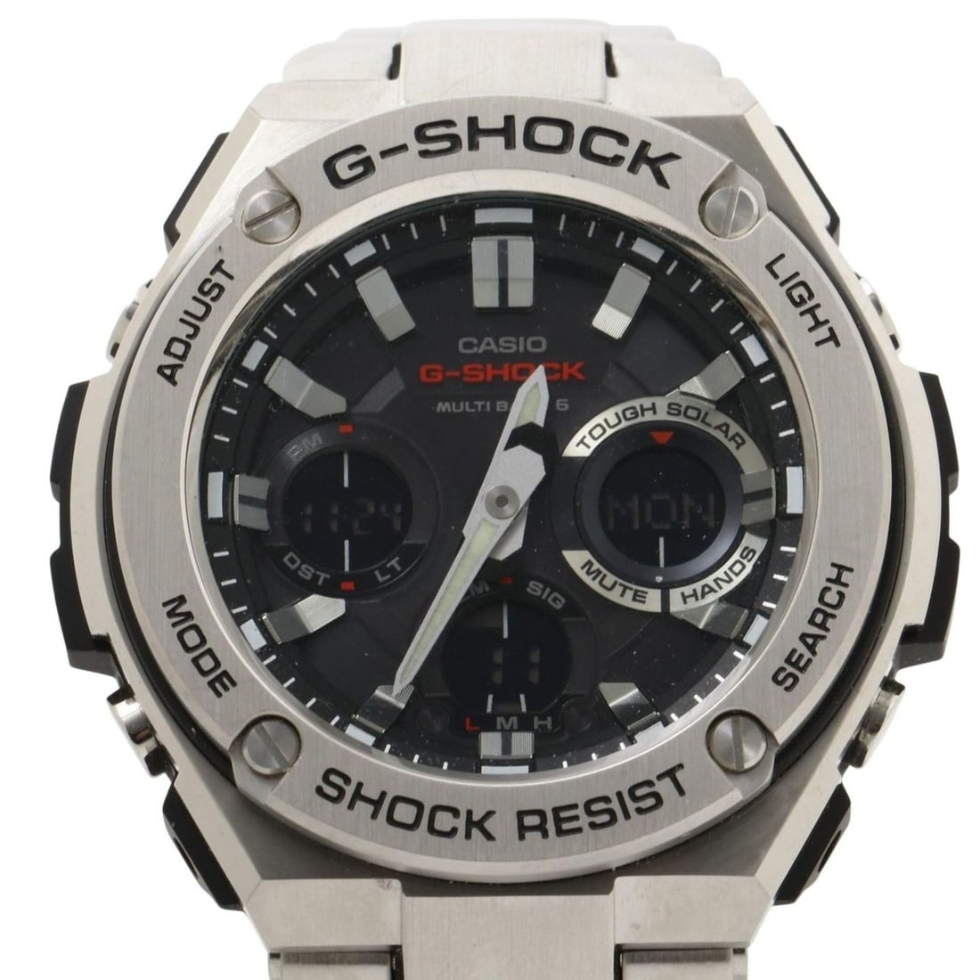 CASIO GSHOCK GSTEEL GSTW100 Series (GSTW110D1AJF) Men's Analog-Digital Watch in Black and Silver: --- Catalog ---Category: SizeWrist Size: 17cm / 6.69''Case Diameter: 52.4mm / 2.06''Category: DesignType: WristwatchColor: Black, SilverStyle: SportGender: Men,UnisexDisplay: AnalogMaterial (Band): Re