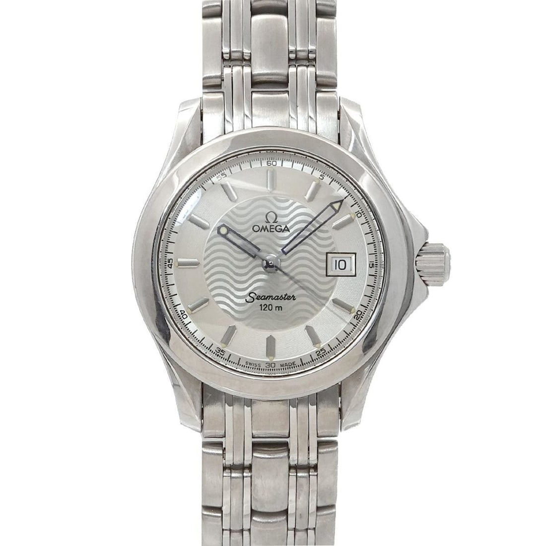 OMEGA Seamaster 120 2571 31 Women's Watch with Date Display, Silver Quartz Movement: --- Catalog ---Category: SizeWrist Size: 16.5cm / 6.49''Case Diameter: 28mm / 1.1''Category: DesignType: WristwatchGender: WomenColor (Dial): SilverMaterial (Band): Stainless steelMaterial (Case): Sta